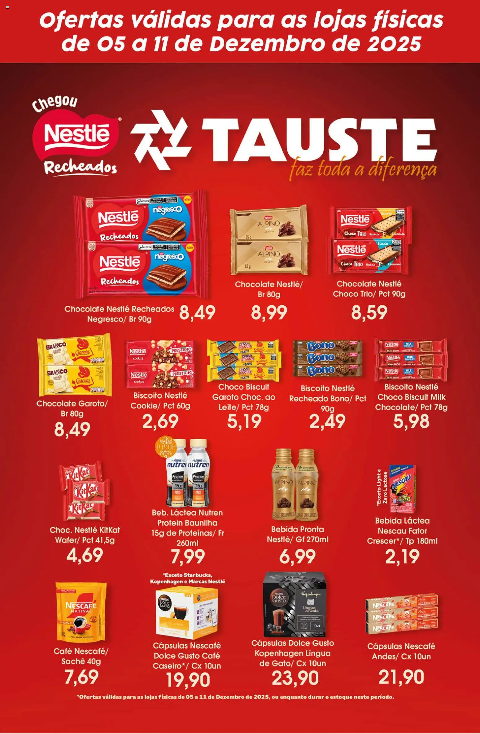 Tauste Folheto - válido de 05.12.2025 | Página: 1 | Produtos: Biscoito, Leite, Café, Cookies