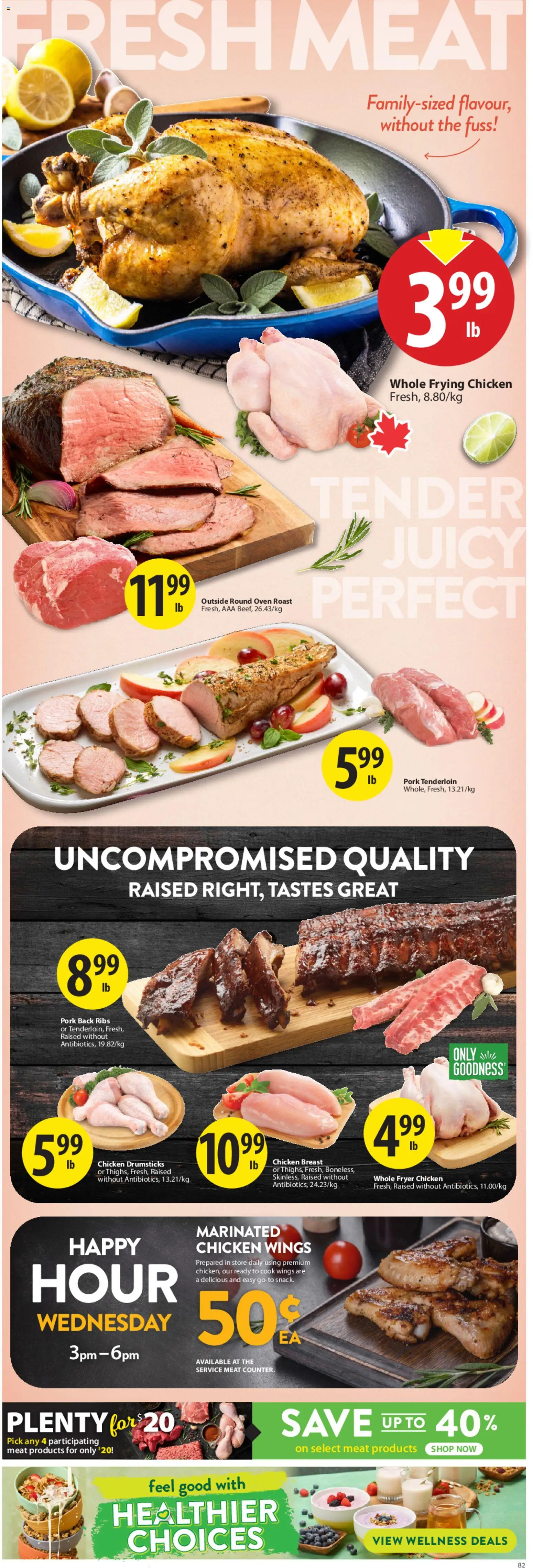 Save on foods flyer valid from 08.01.2026 | Page: 4 | Products: Chicken wings, Oven, Chicken, Pork