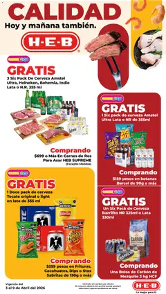 Vista previa de H-E-B folleto, nuevo folleto de la tienda, válido en México a partir del 03.04.2026 | Página: 5 | Productos: Bolsa, Queso, Cerveza, Res