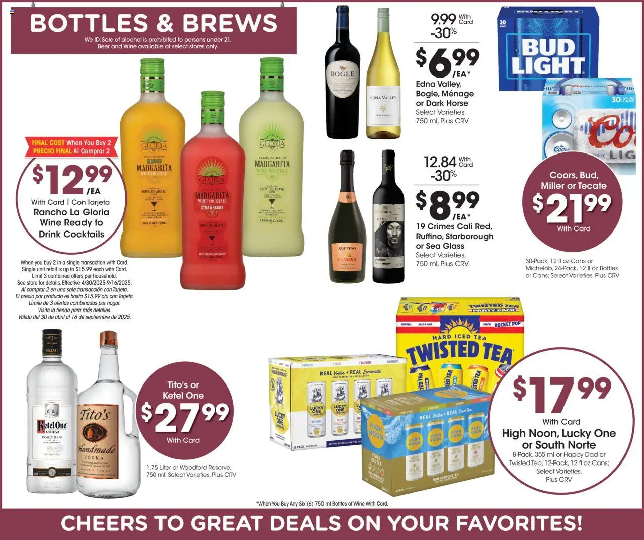 Ralphs Weekly Ad - valid from 13.08.2025 | Page: 9 | Products: Wine, Beer, Tea, Vodka