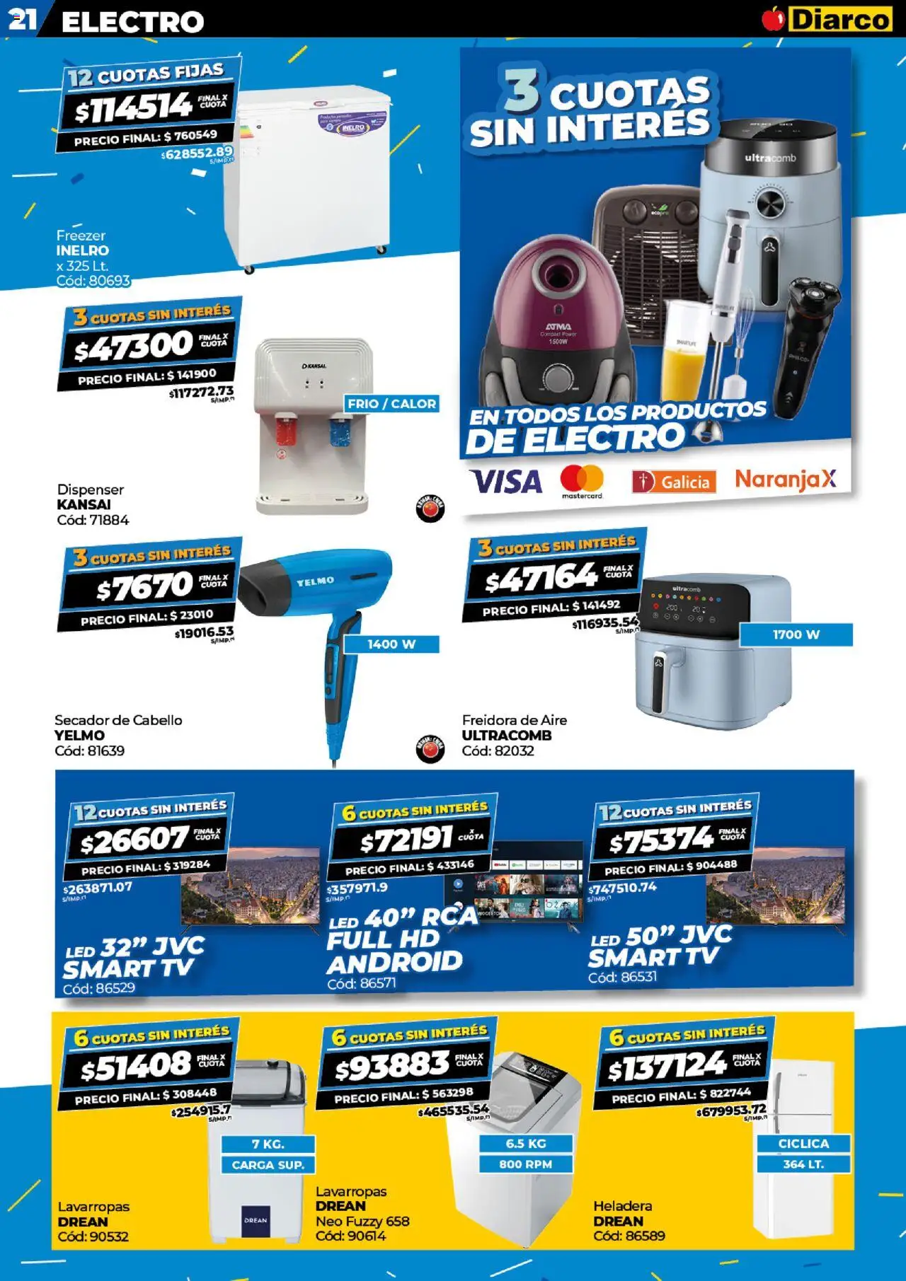 Diarco - Ofertas Interior │ válido desde el 15.09.2025 | Página: 21 | Productos: Freidora, Lavarropas, Heladera, Freidora de aire