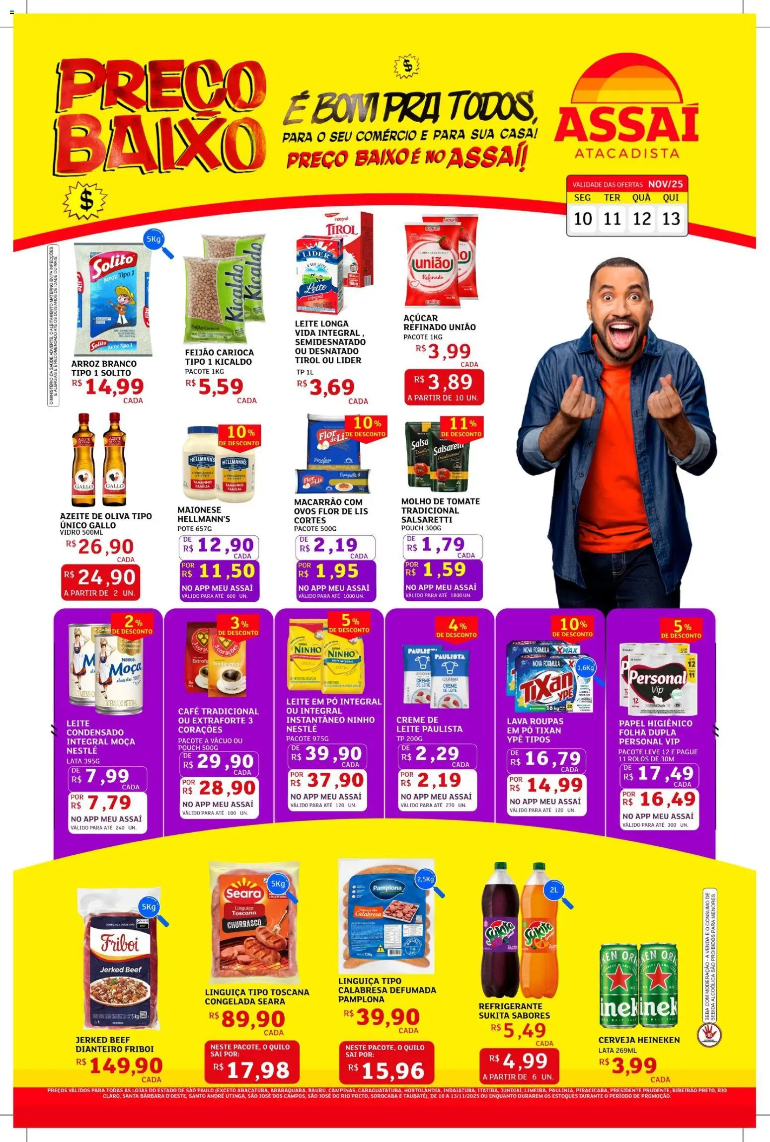 Assaí Atacadista Folheto - válido de 10.11.2025 | Página: 1 | Produtos: Cerveja, Cerveja Heineken, Creme, Baixo