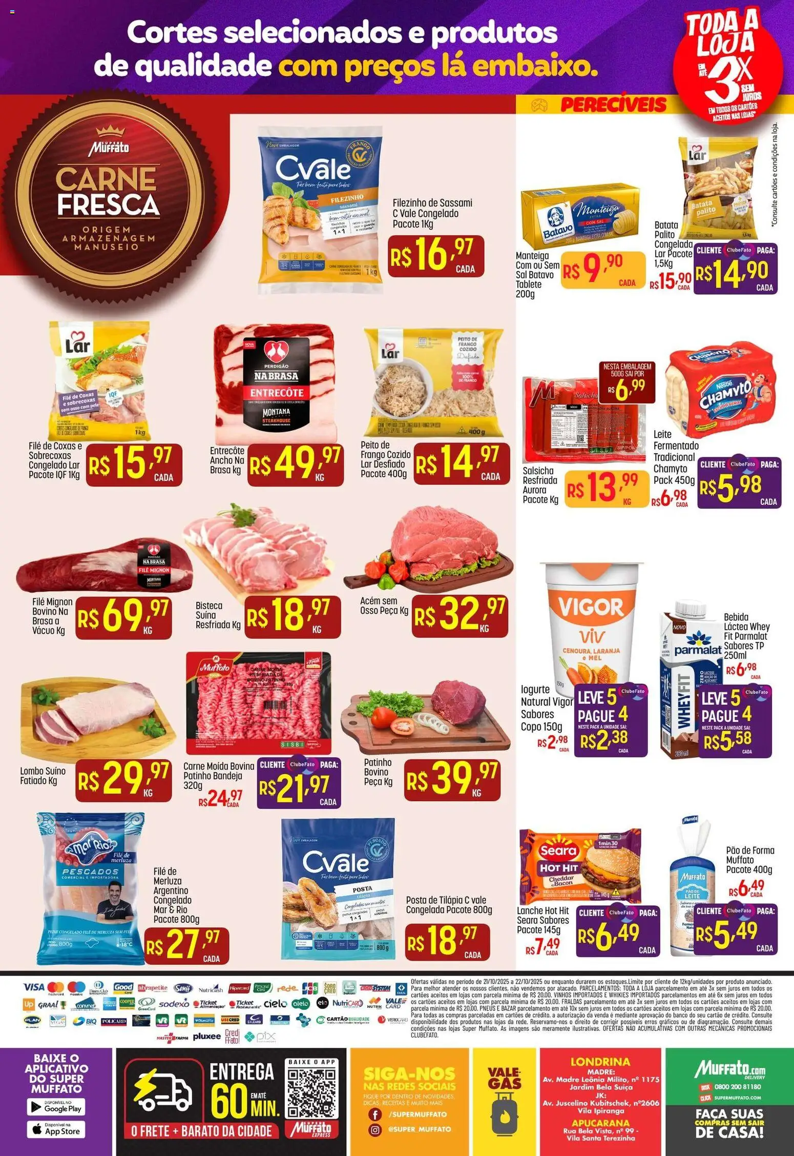 Super Muffato Folheto - válido de 21.10.2025 | Página: 2 | Produtos: Tilápia, Batata, Sal, Peito de frango