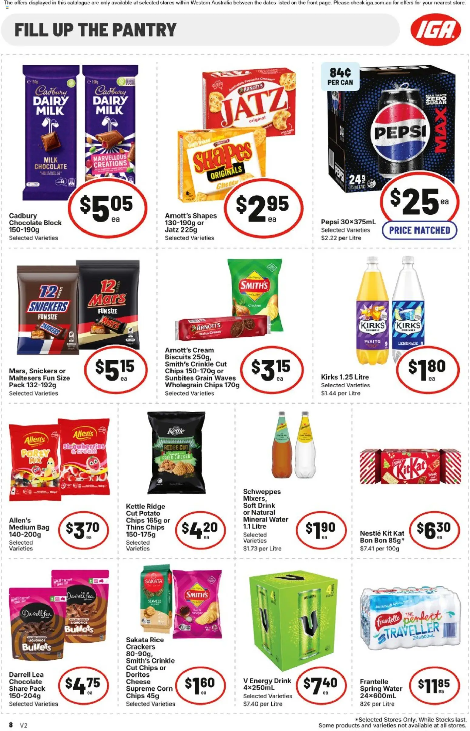 IGA catalogue - valid from 24.12.2025 | Page: 8 | Products: Milk, Energy drink, Cream, Bag