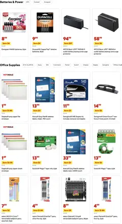 Preview of Staples weekly ads valid from 09.11.2025 | Page: 5 | Products: Battery, Stapler, Sheet, Surge Protector