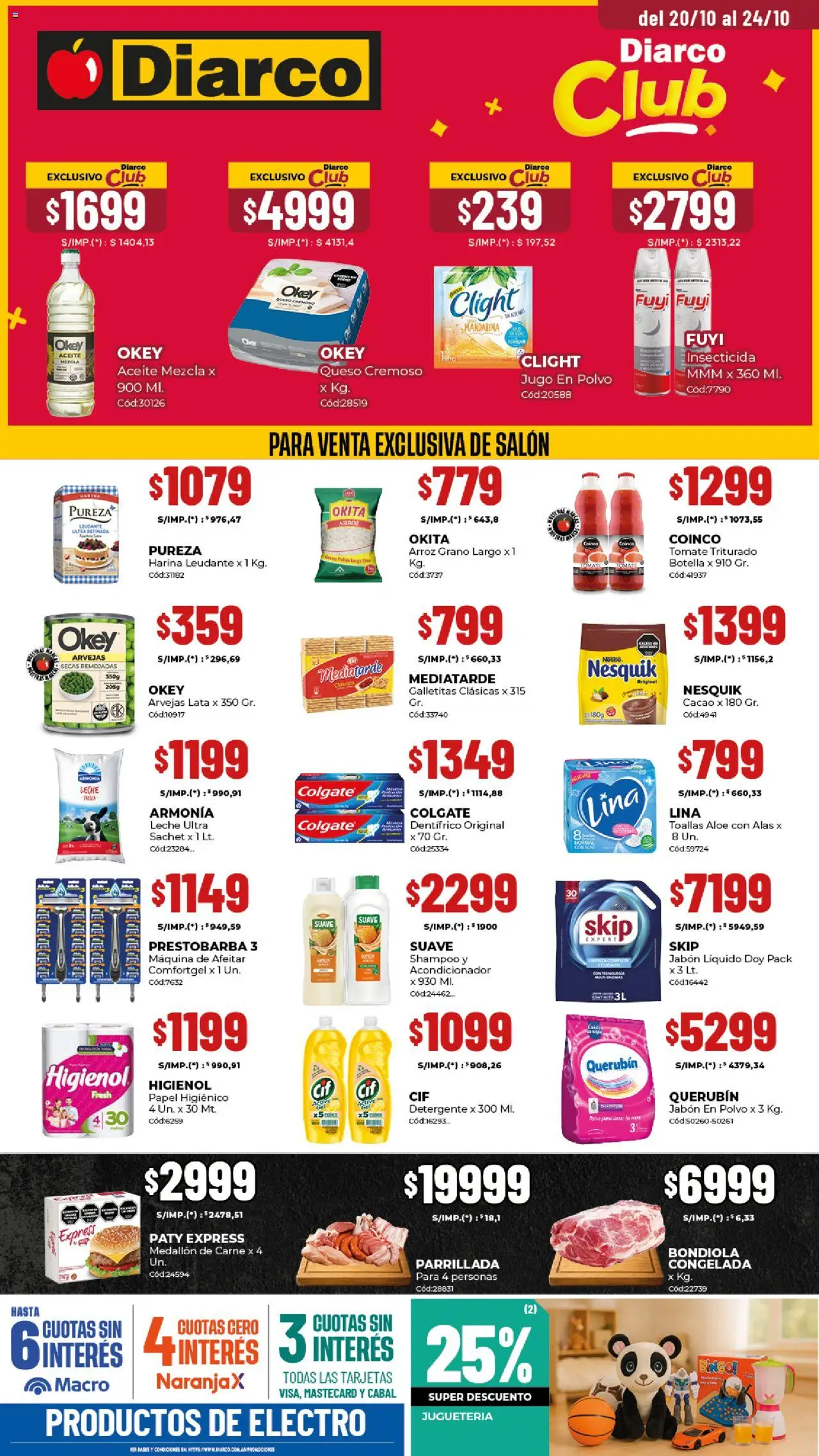 Diarco ofertas │ válido desde el 20.10.2025 | Página: 1 | Productos: Toallas, Galletitas, Harina, Aceite