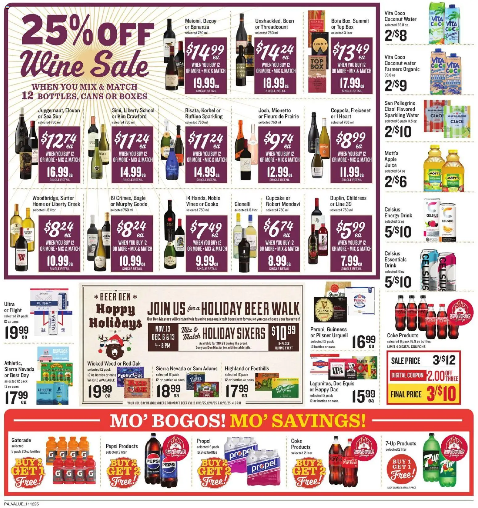 Lowes Foods Weekly Ad - NC - valid from 12.11.2025 | Page: 4 | Products: Juice, Beer, Water, Cupcake