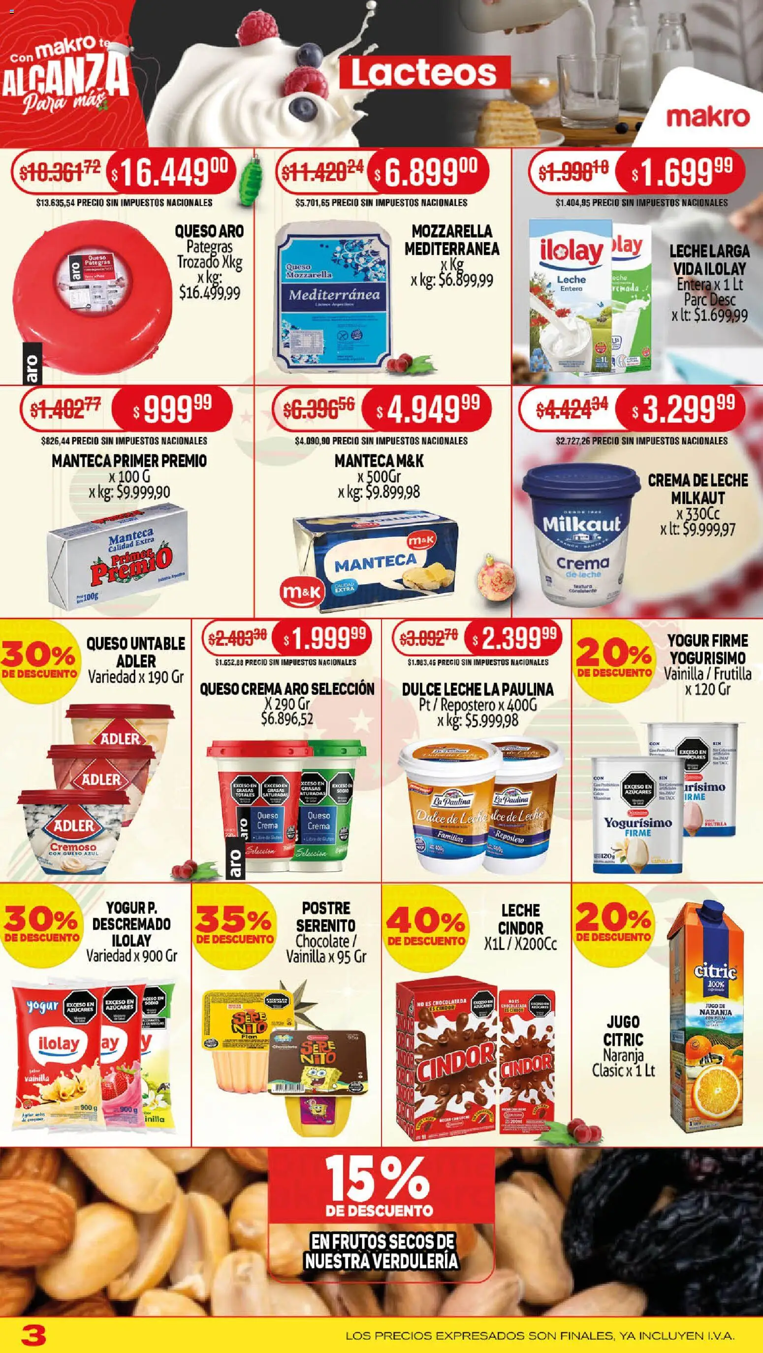 Makro ofertas │ válido desde el 18.12.2025 | Página: 3 | Productos: Queso crema, Leche, Queso, Crema