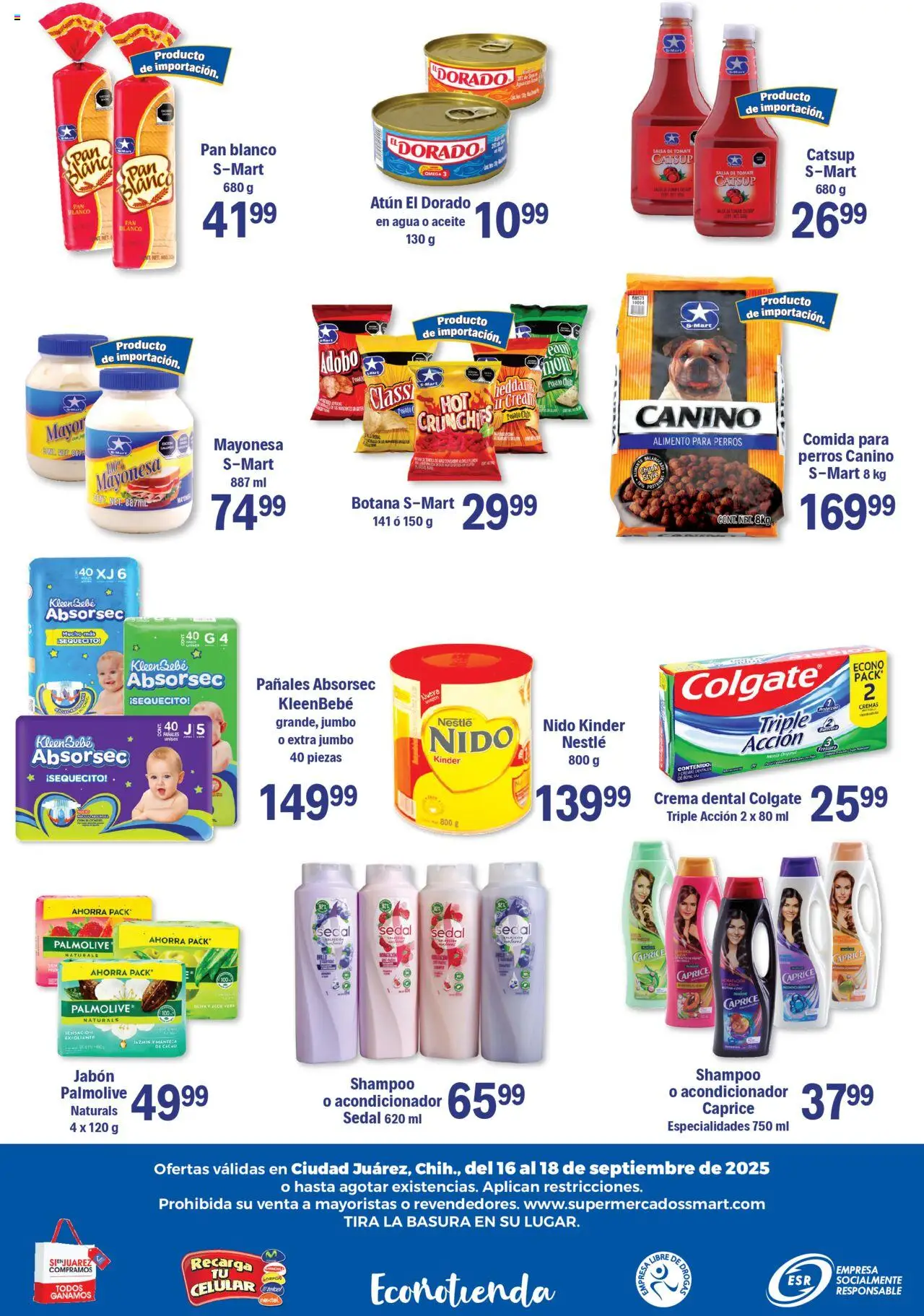 Nuevas ofertas de S-Mart válidas en toda la República Mexicana desde el 16.09.2025. ¡Encuentra las mejores ofertas en S-Mart - Folleto - Juarez! | Página: 6 | Productos: Crema, Tomate, Acondicionador, Jabón