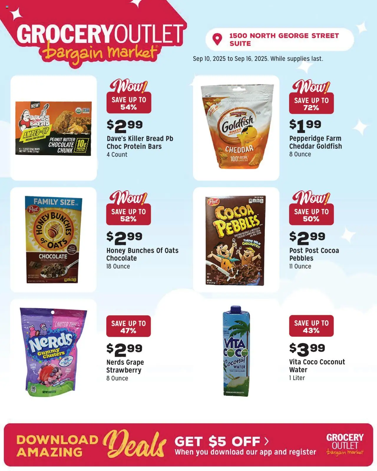 Grocery Outlet Weekly Ad - PA - valid from 10.09.2025 | Page: 2 | Products: Milk, Butter, Chocolate, Water