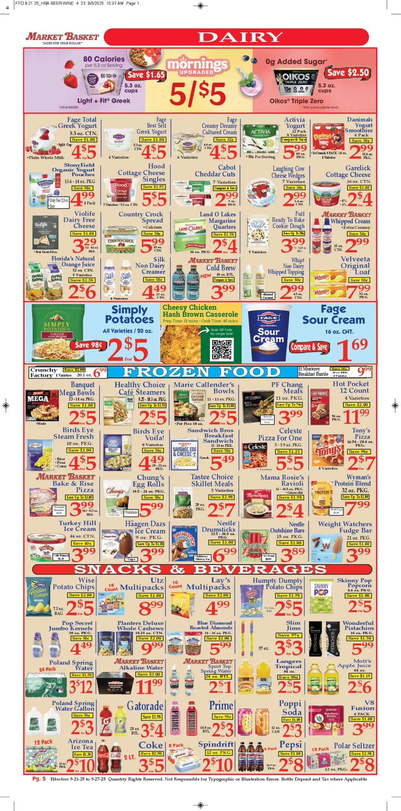 Market Basket Ad - valid from 21.09.2025 | Page: 5 | Products: Milk, Wine, Tea, Weight