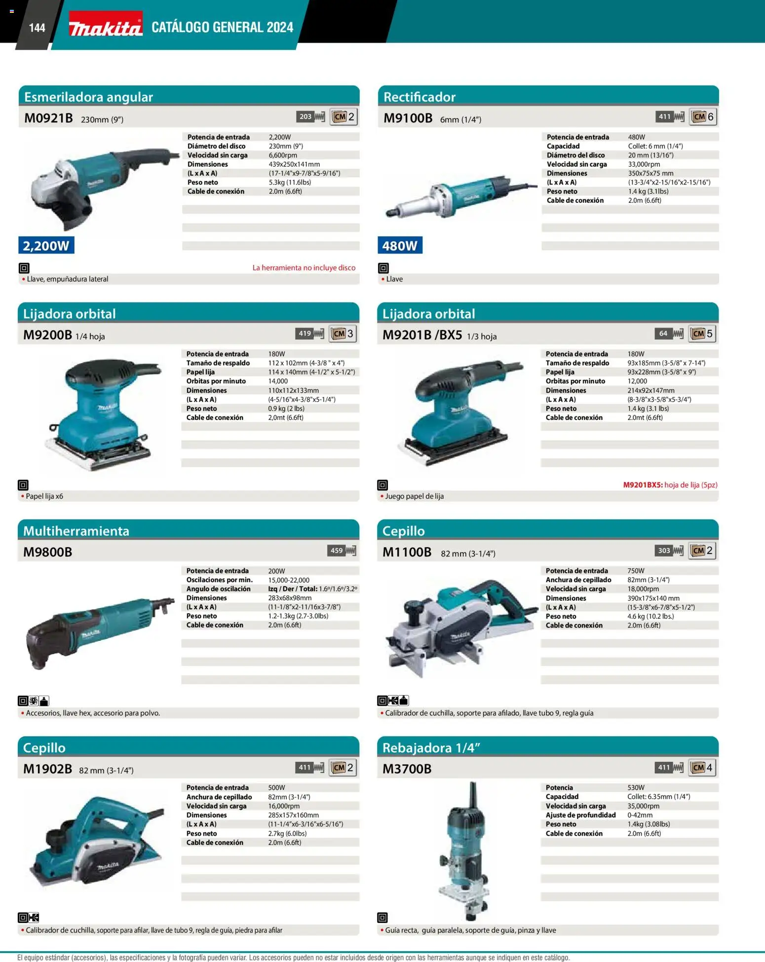 Nuevas ofertas de Makita válidas en toda la República Mexicana desde el 01.01.2024. ¡Encuentra las mejores ofertas en Makita catálogo General! | Página: 144 | Productos: Cepillo, Juego, Disco, Pinza