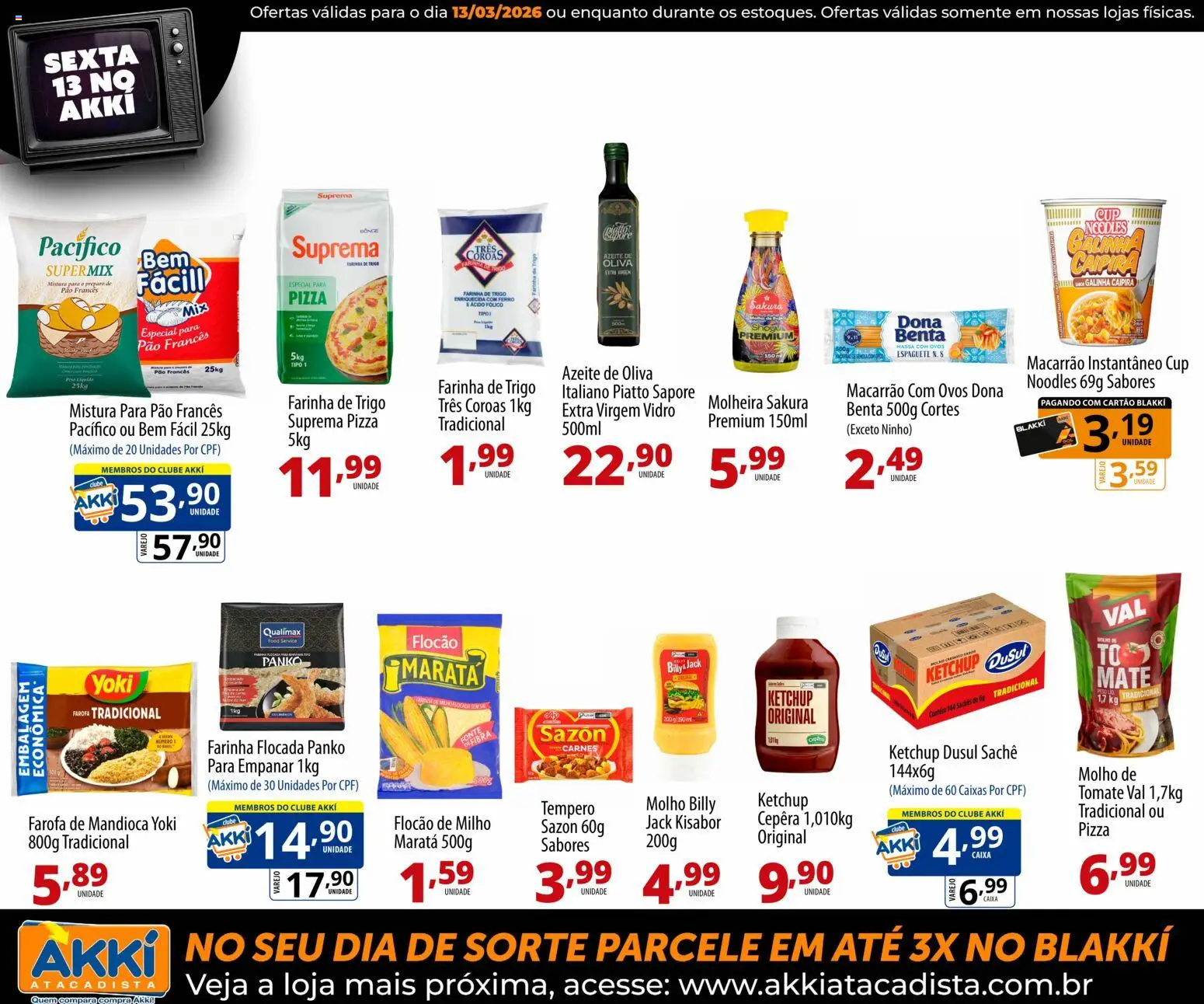 Akki Atacadista Folheto - válido de 13.03.2026 | Página: 7 | Produtos: Ferro, Ovos, Macarrão instantâneo, Azeite