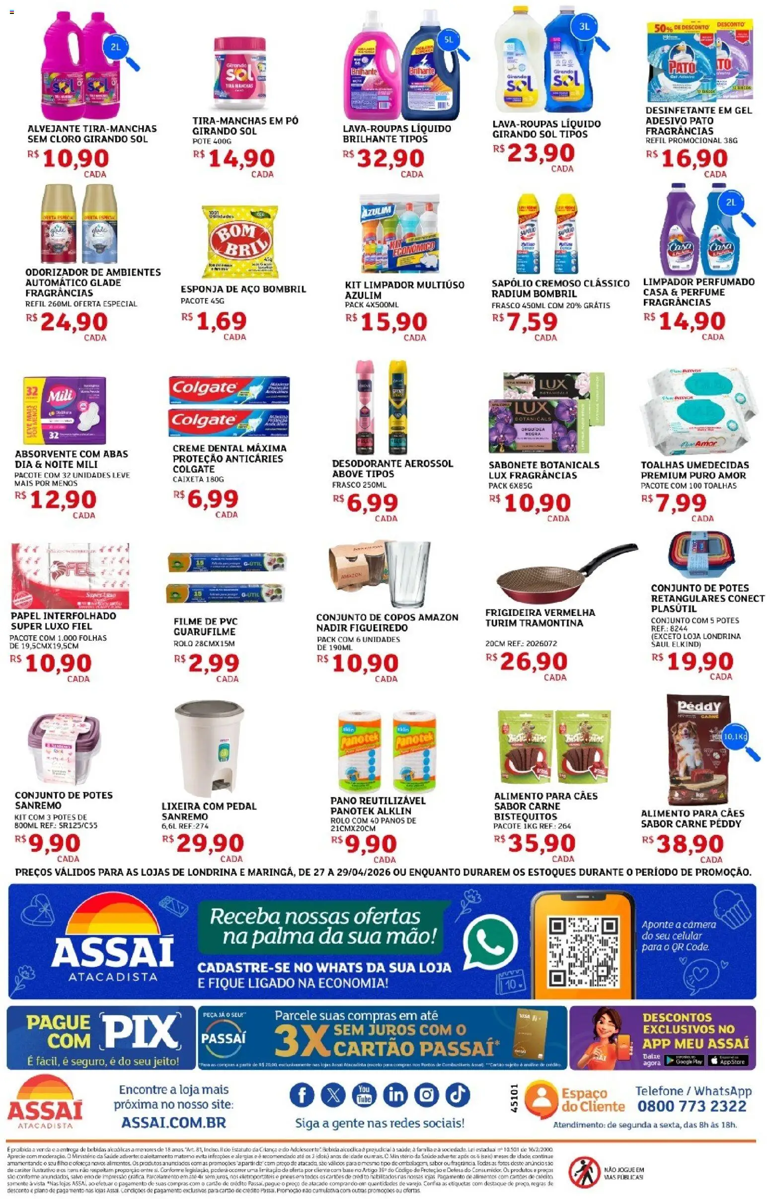 Assaí Atacadista Folheto - válido de 27.04.2026 | Página: 4 | Produtos: Girando sol, Creme, Creme dental, Desinfetante