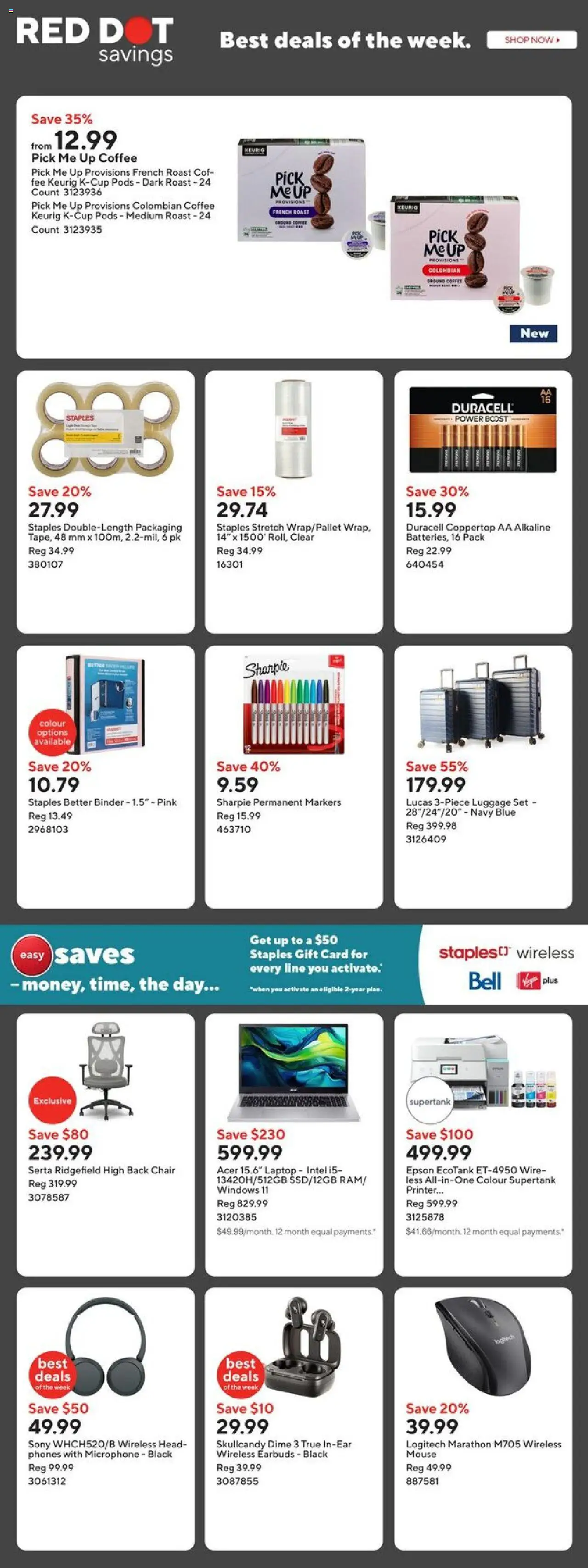 Staples flyer valid from 10.10.2025 | Page: 2 | Products: Luggage, Mouse, Microphone, Chair