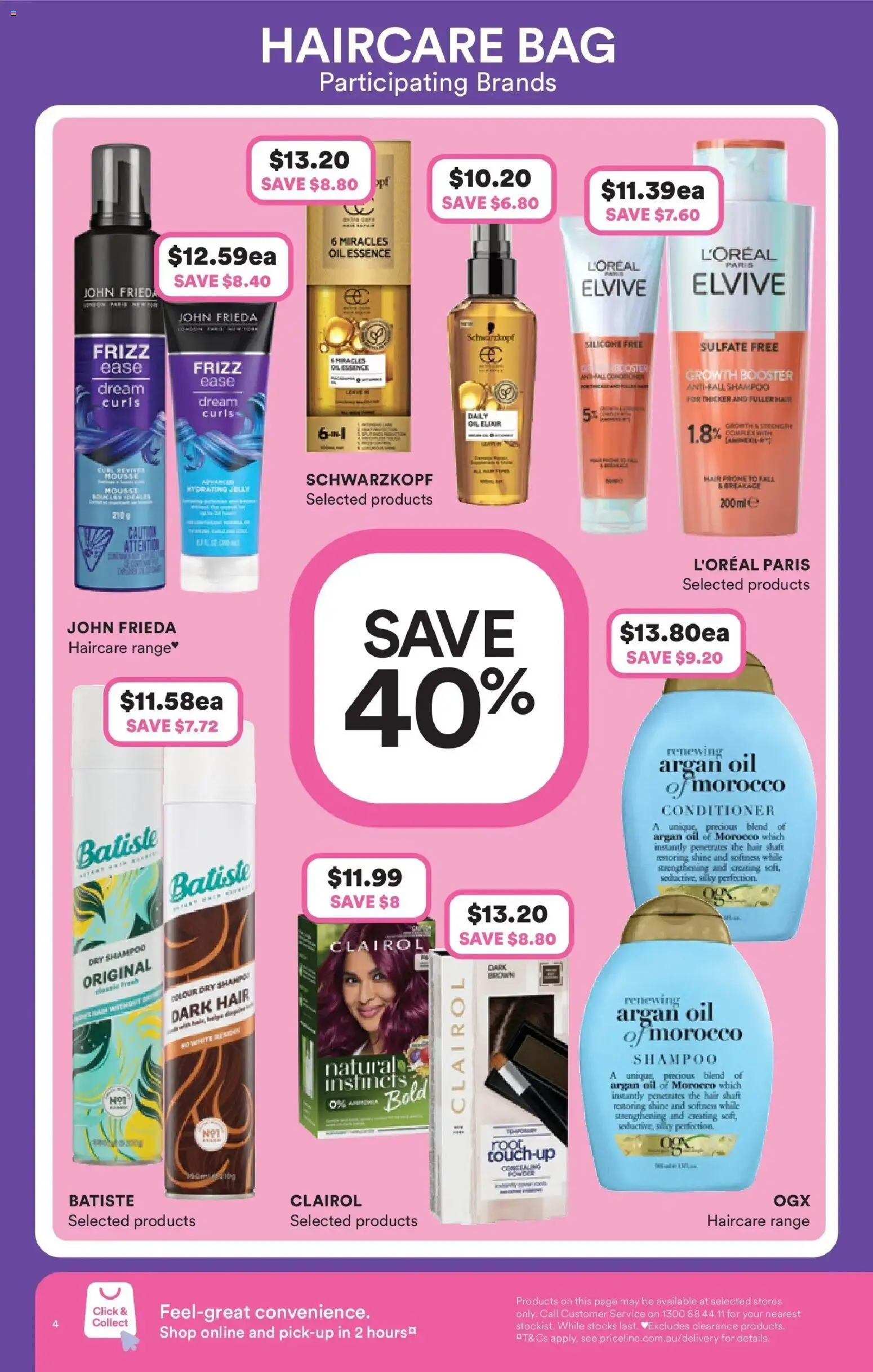 Priceline Pharmacy catalogue - valid from 22.01.2026 | Page: 4 | Products: Oil, Argan oil, Bag, Mousse