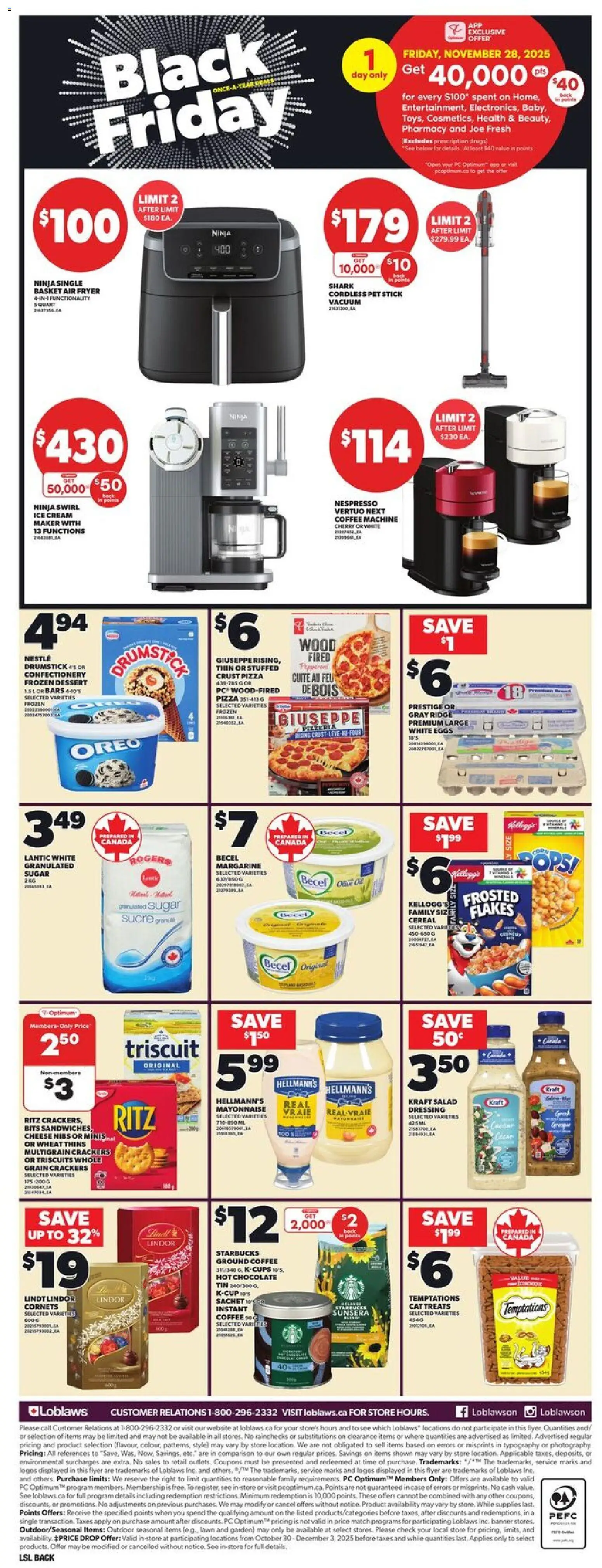 Loblaws flyer valid from 27.11.2025 | Page: 4 | Products: PC, Ridge, Cheese, Coffee