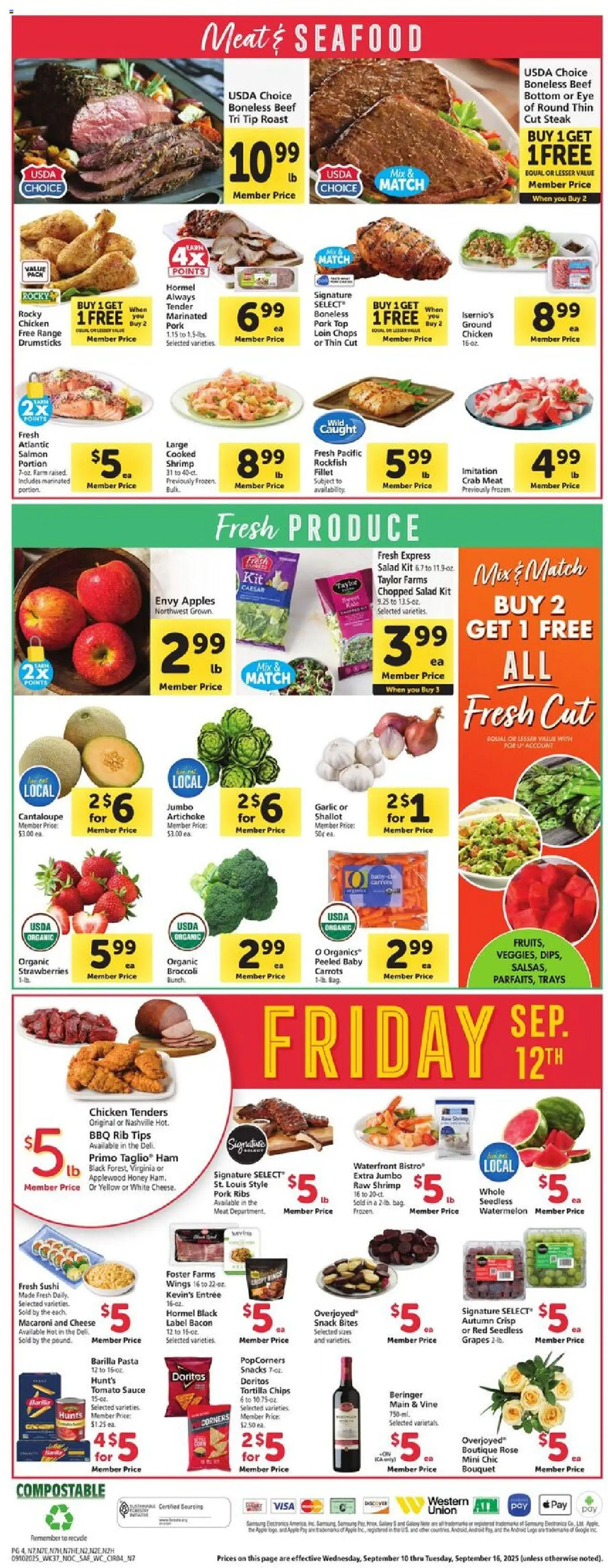 Safeway Weekly Ad - valid from 10.09.2025 | Page: 4 | Products: Wc, Ham, Beef, Strawberries