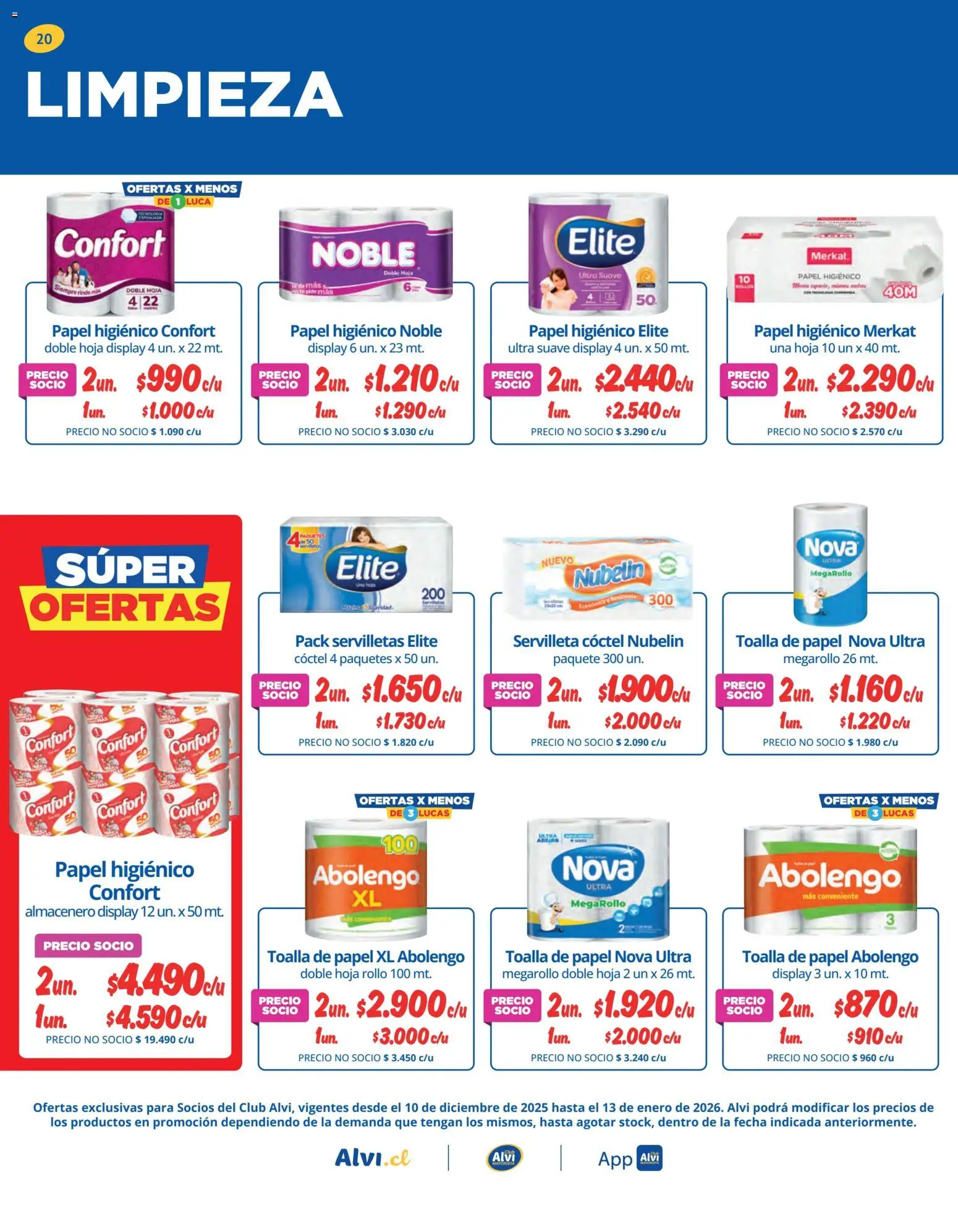 Alvi catálogo │ válido desde el 10.12.2025 | Página: 20 | Productos: Toalla, Papel higiénico, Servilletas