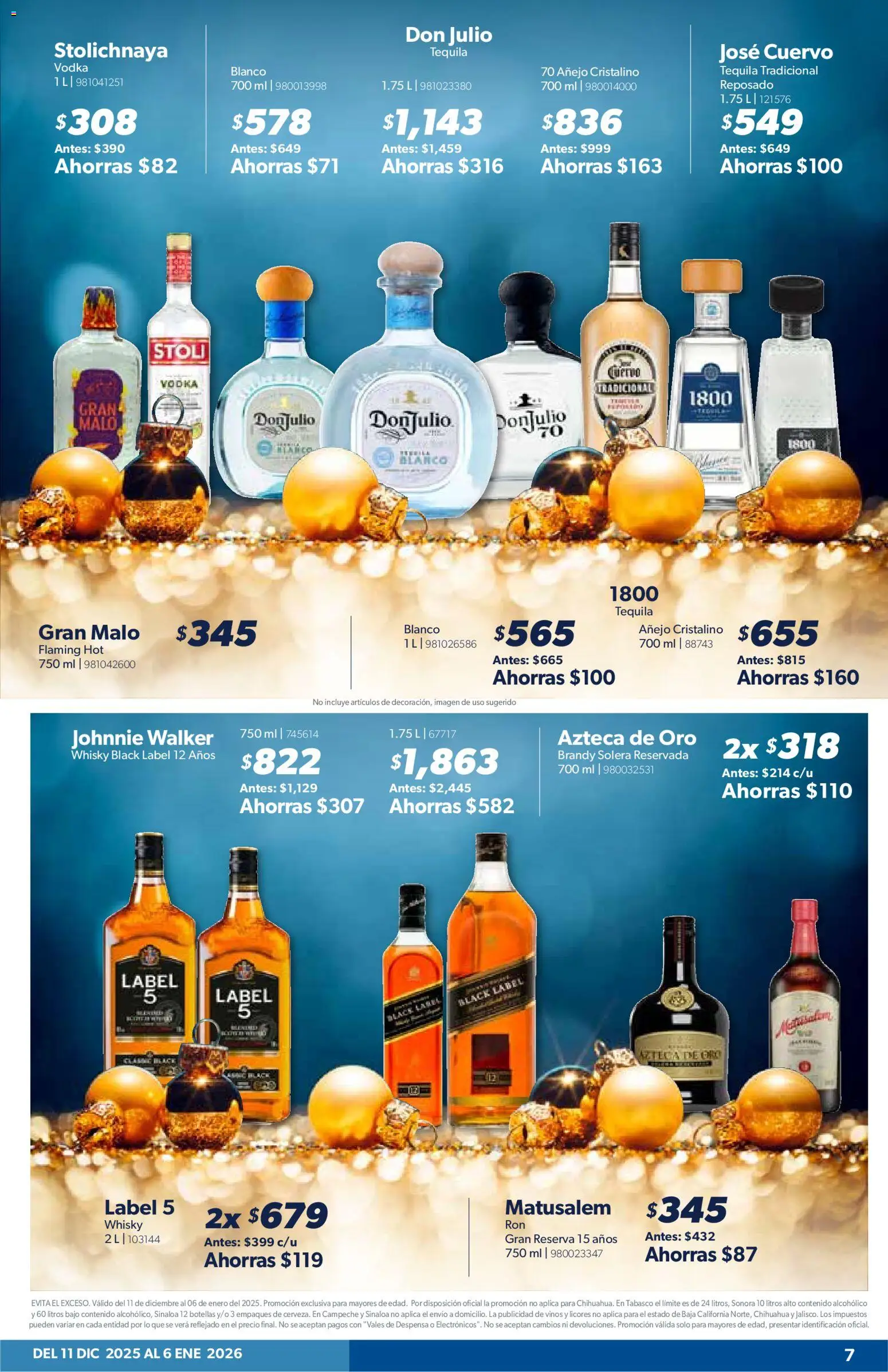 Nuevas ofertas de Sam's Club válidas en toda la República Mexicana desde el 11.12.2025. ¡Encuentra las mejores ofertas en Sam's Club catálogo! | Página: 6 | Productos: Tequila, Despensa, Vodka, Whisky