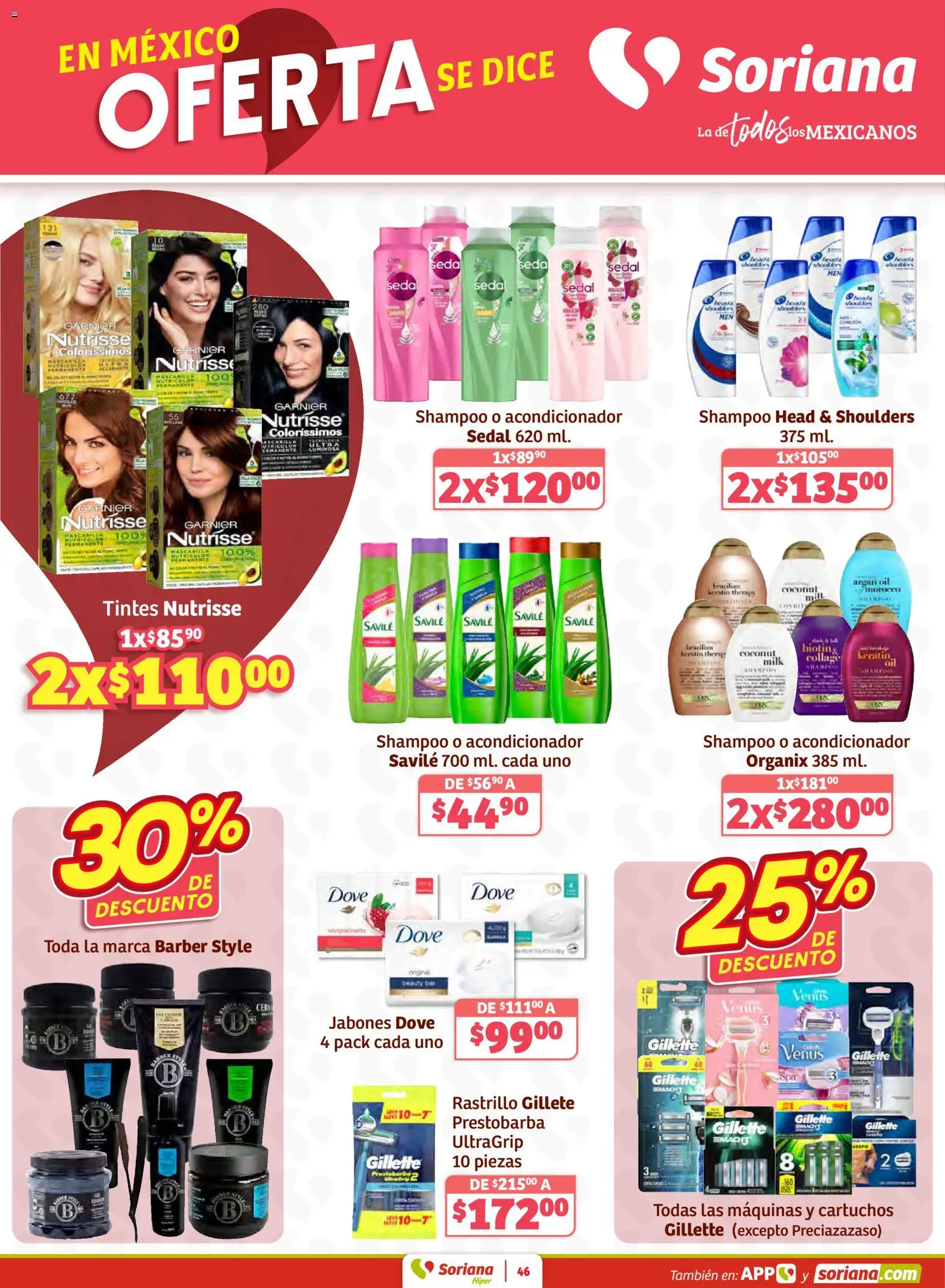 Nuevas ofertas de Soriana válidas en toda la República Mexicana desde el 30.01.2026. ¡Encuentra las mejores ofertas en Soriana - Preciazazaso Híper: Frontera Chih, Coah, Tamaulipas! | Página: 46 | Productos: Rastrillo, Mascarilla, Acondicionador