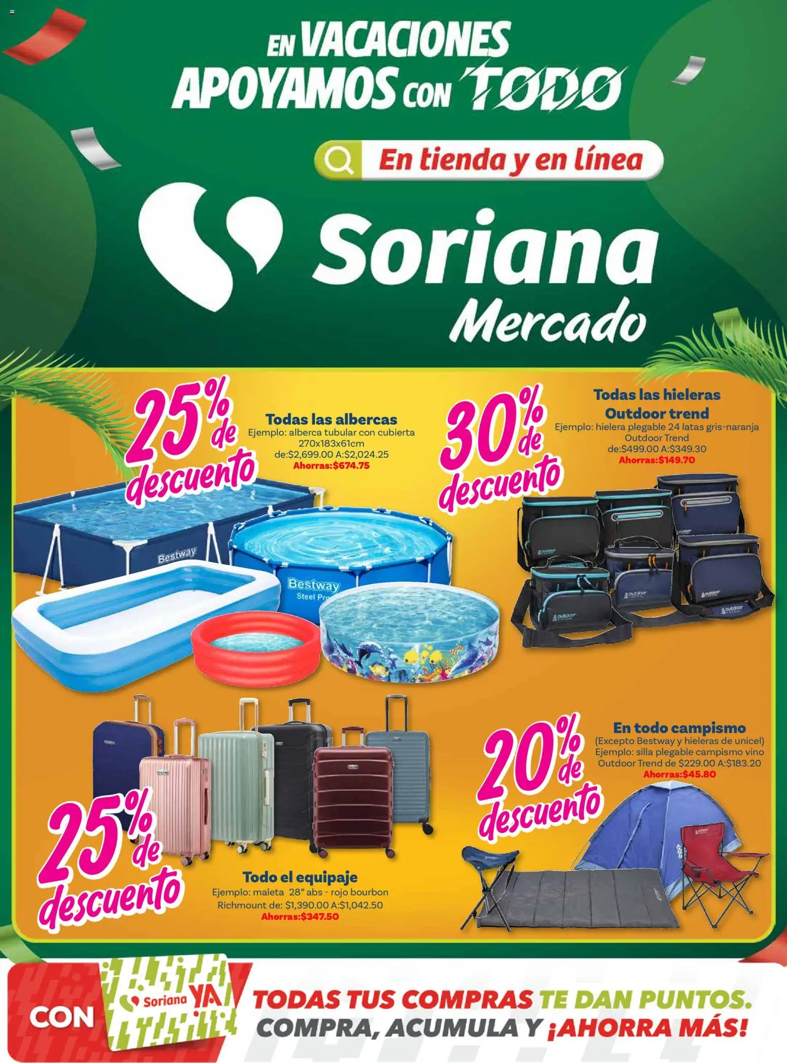 Nuevas ofertas de Soriana válidas en toda la República Mexicana desde el 07.04.2026. ¡Encuentra las mejores ofertas en Soriana En vacaciones apoyamos con todo - Mercado! | Página: 1 | Productos: Silla, Maleta, Vino, Té