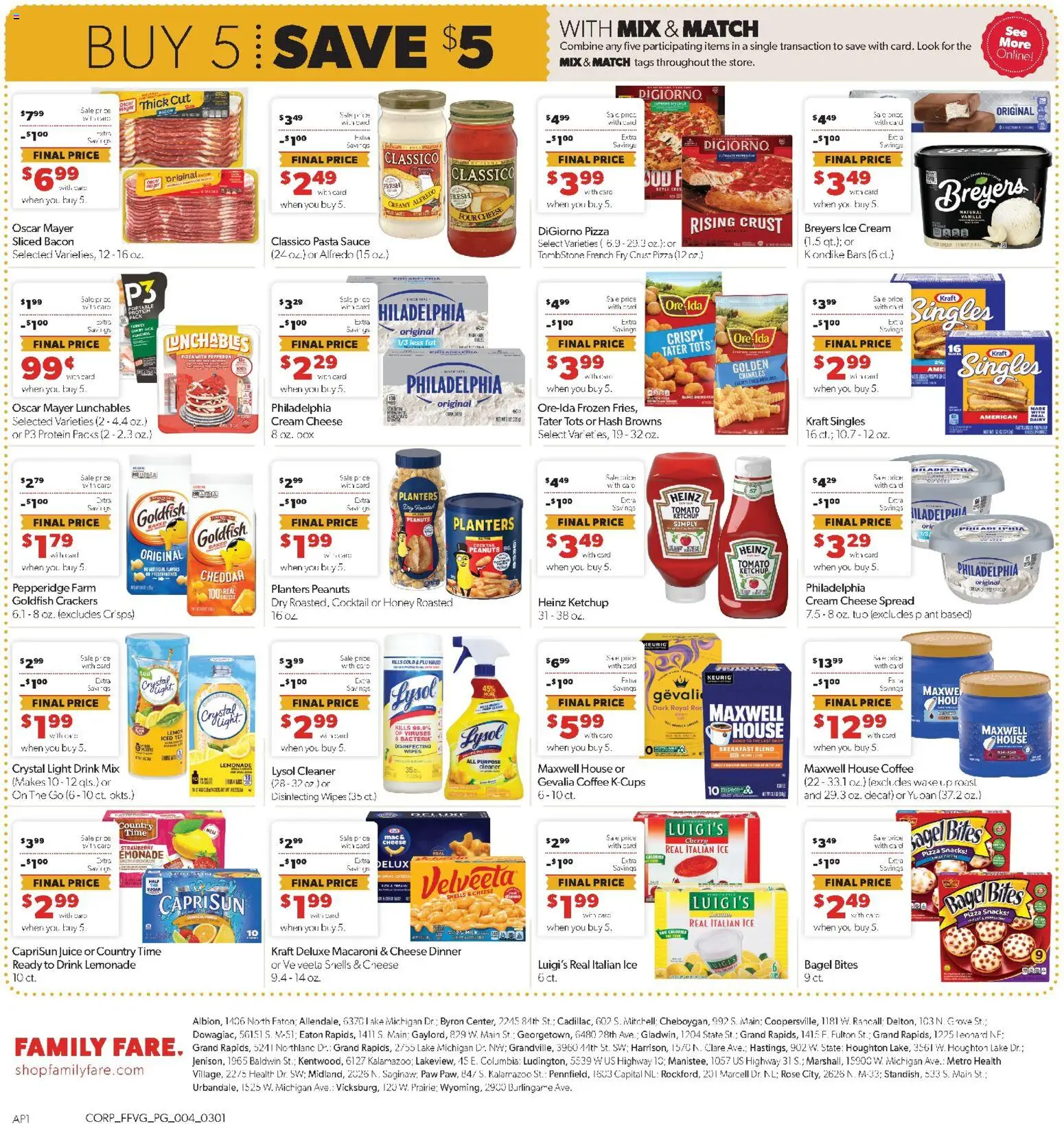 Family Fare Weekly Ad - valid from 01.03.2026 | Page: 4 | Products: Cheese, Pizza, Ketchup, Cream