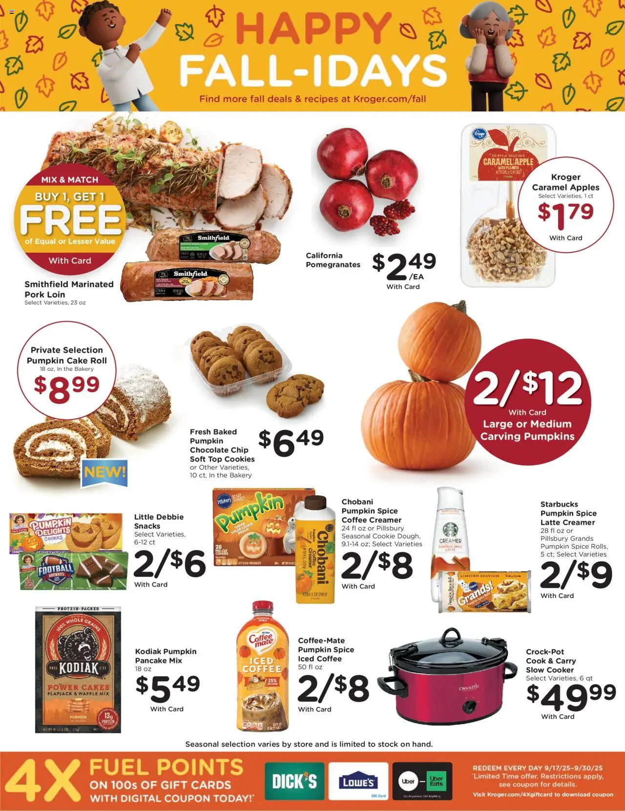 Kroger Weekly Ad - valid from 17.09.2025 | Page: 9 | Products: Apples, Cookies, Pumpkin, Chocolate Chip