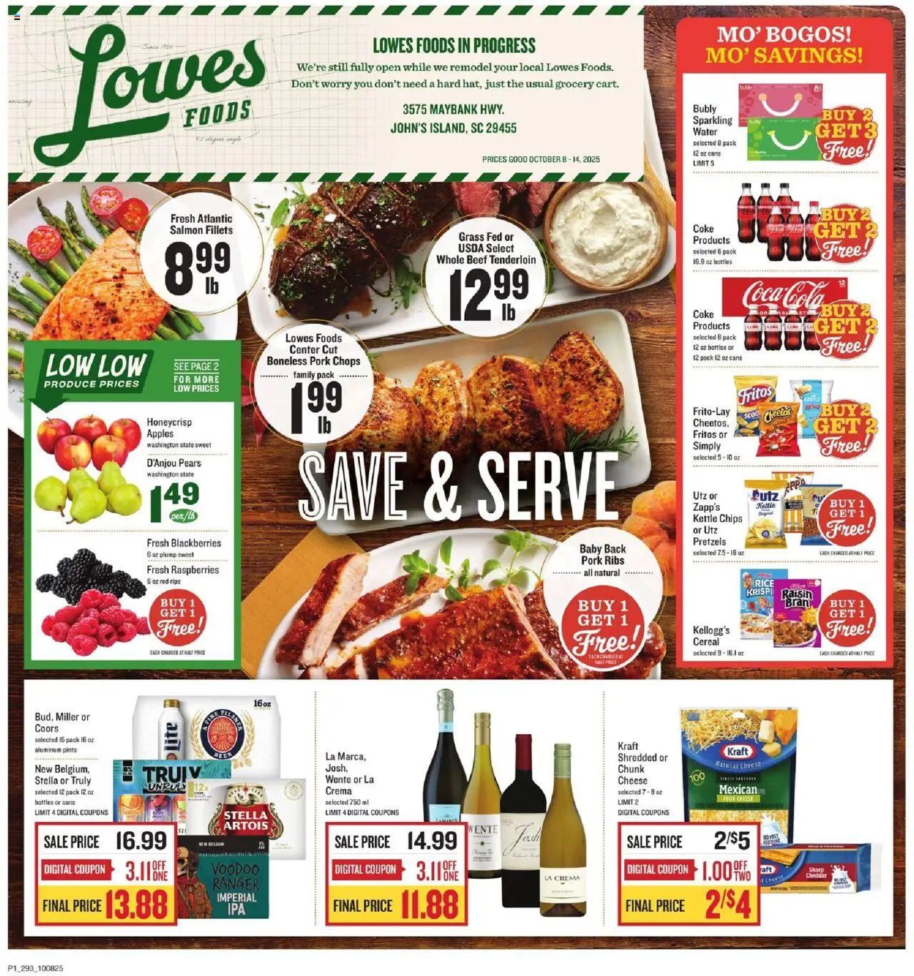 Lowes Foods Weekly Ad - SC - valid from 08.10.2025 | Page: 1 | Products: Pork, Apples, Chips, Kettle