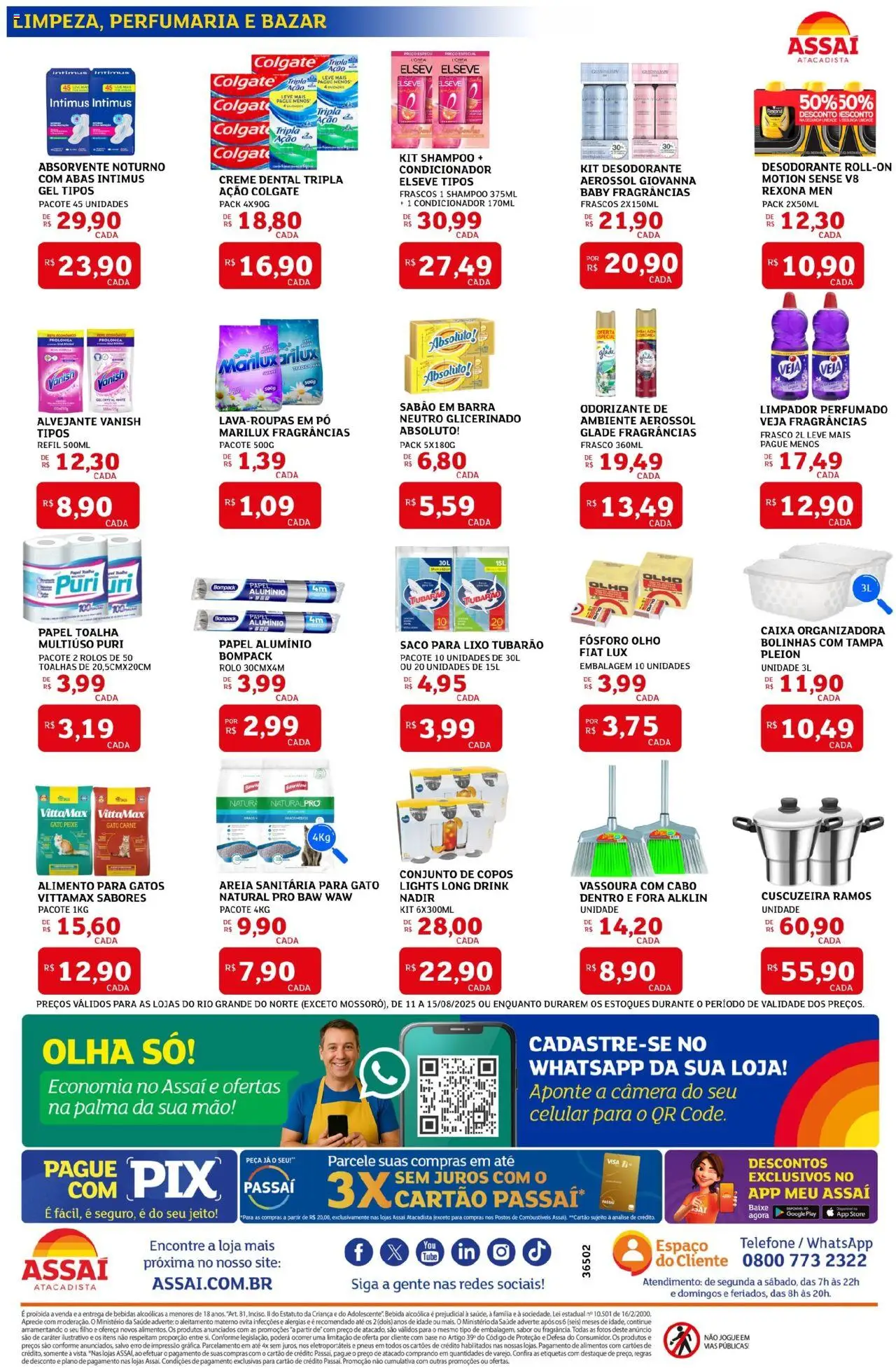 Assaí Atacadista Folheto - válido de 11.08.2025 | Página: 4 | Produtos: Saco para lixo, Papel toalha, Pó, Carne