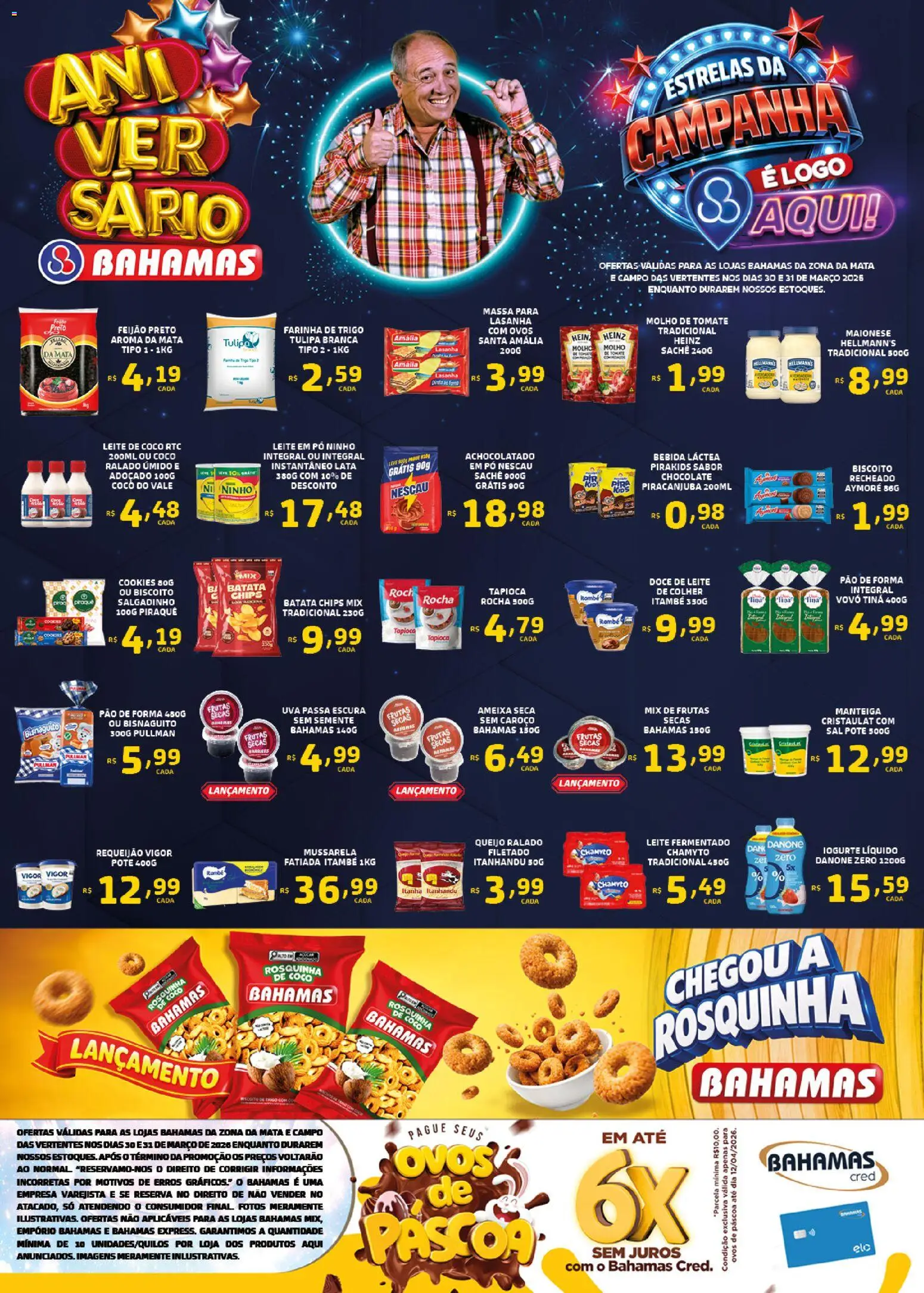 Bahamas Supermercados Folheto - válido de 30.03.2026 | Página: 1 | Produtos: Pó, Doce de leite, Mussarela, Ameixa