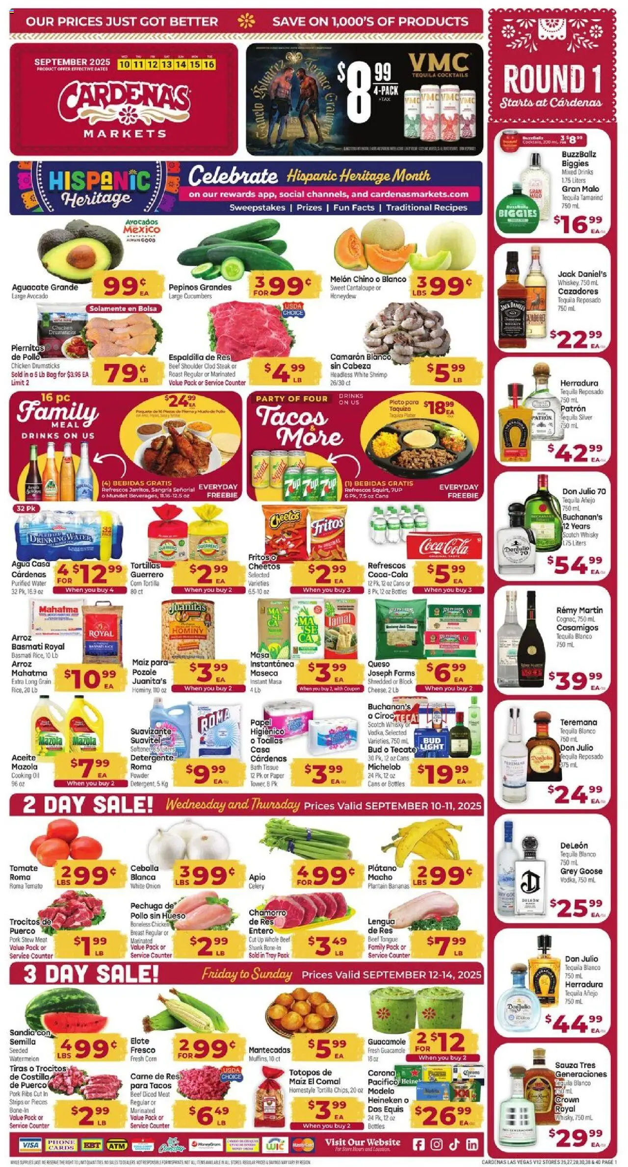 Cardenas Weekly Ad - NV - valid from 10.09.2025 | Page: 1 | Products: Pork, Avocado, Water, Bag
