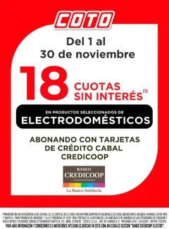 Vista previa Coto - Banco Credicoop Electro NOVIEMBRE válido desde el 01.11.2025