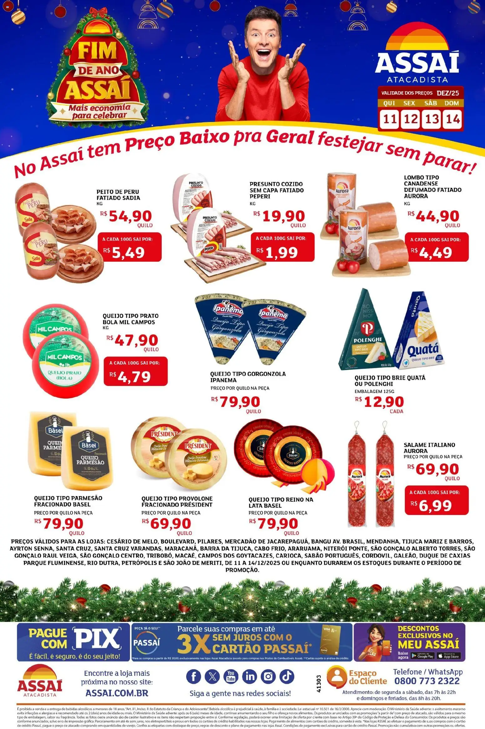 Assaí Atacadista Folheto - válido de 11.12.2025 | Página: 1 | Produtos: Salame, Brie, Queijo parmesão, Cabo