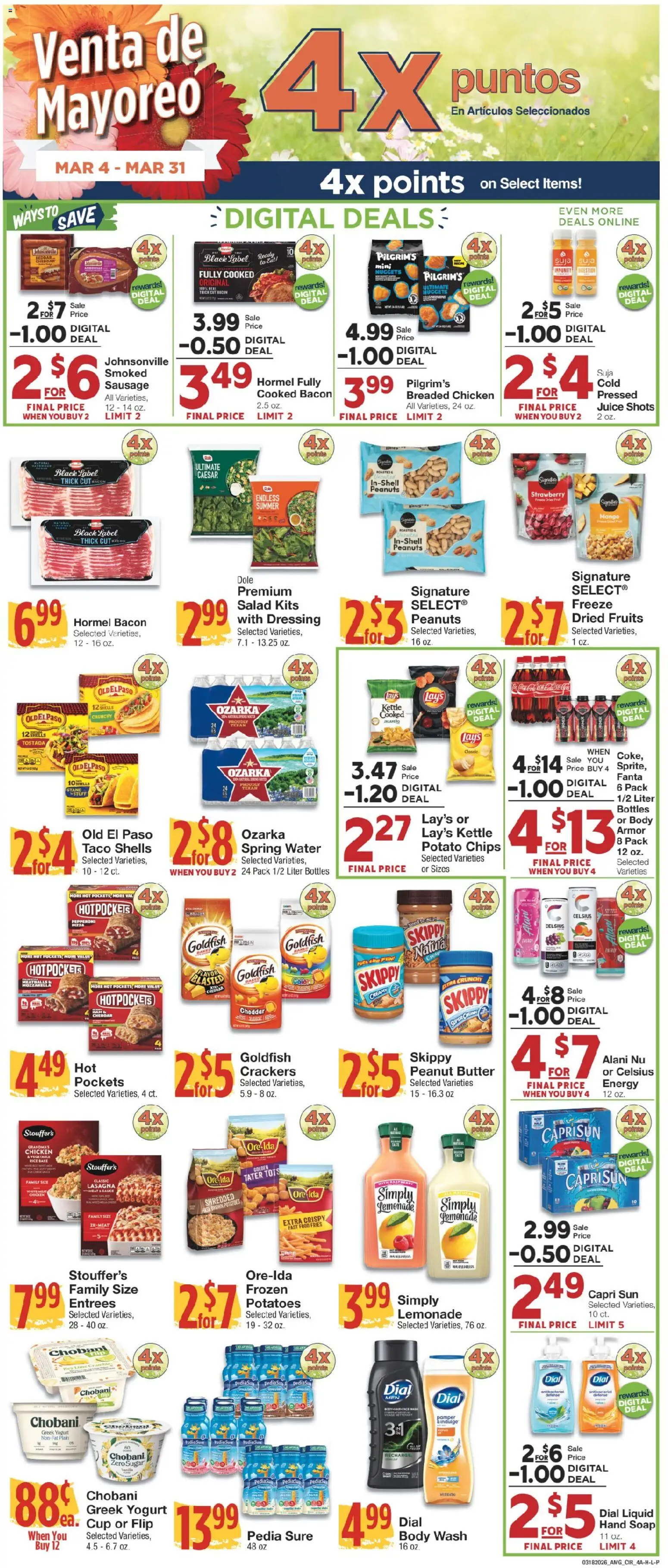 United Supermarkets Ad - valid from 17.03.2026 | Page: 4 | Products: Mask, Fruits, Sugar, Sausage