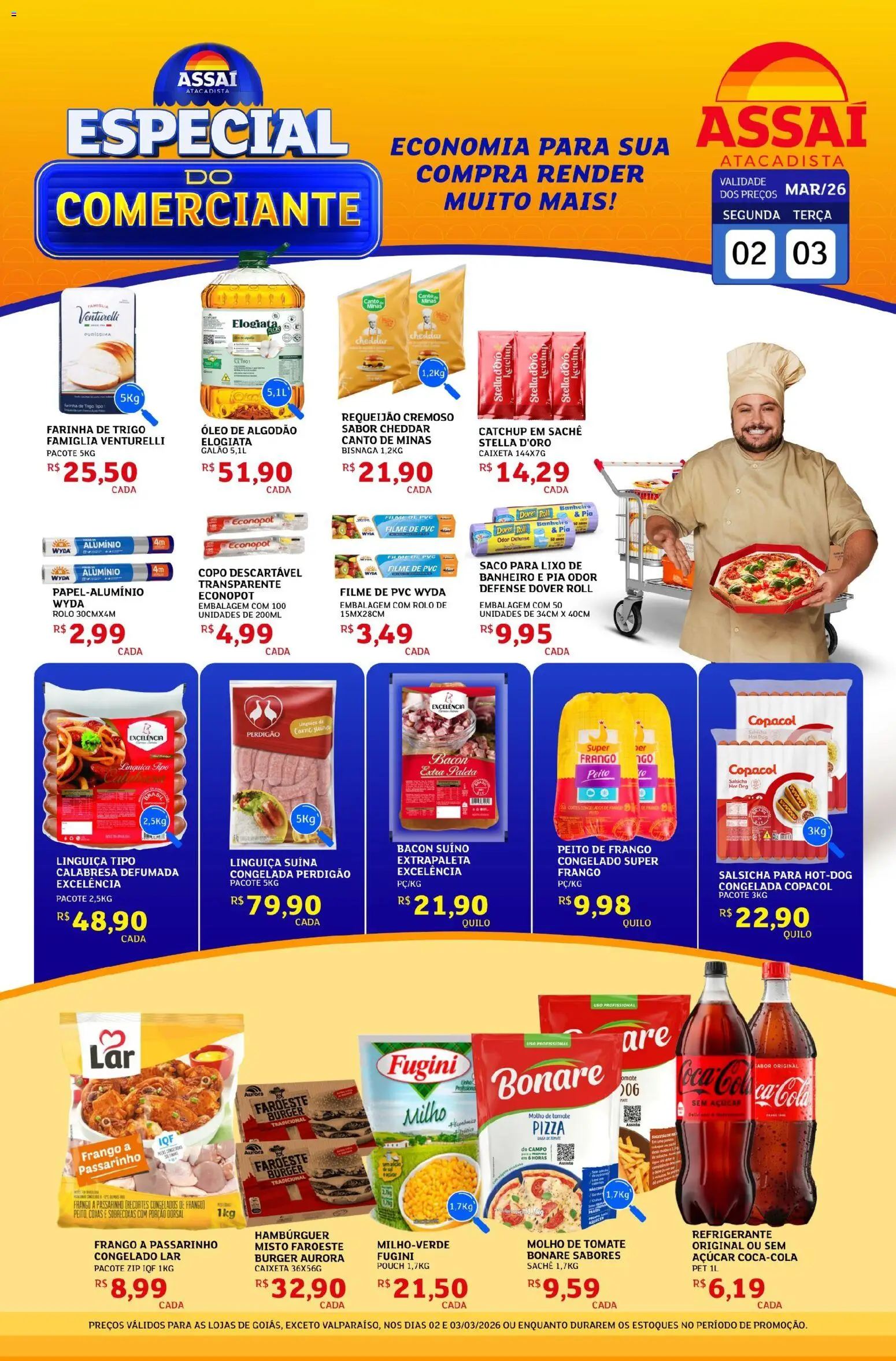 Assaí Atacadista Folheto - válido de 02.03.2026 | Página: 1 | Produtos: Saco para lixo, Pizza, Carne, Frango