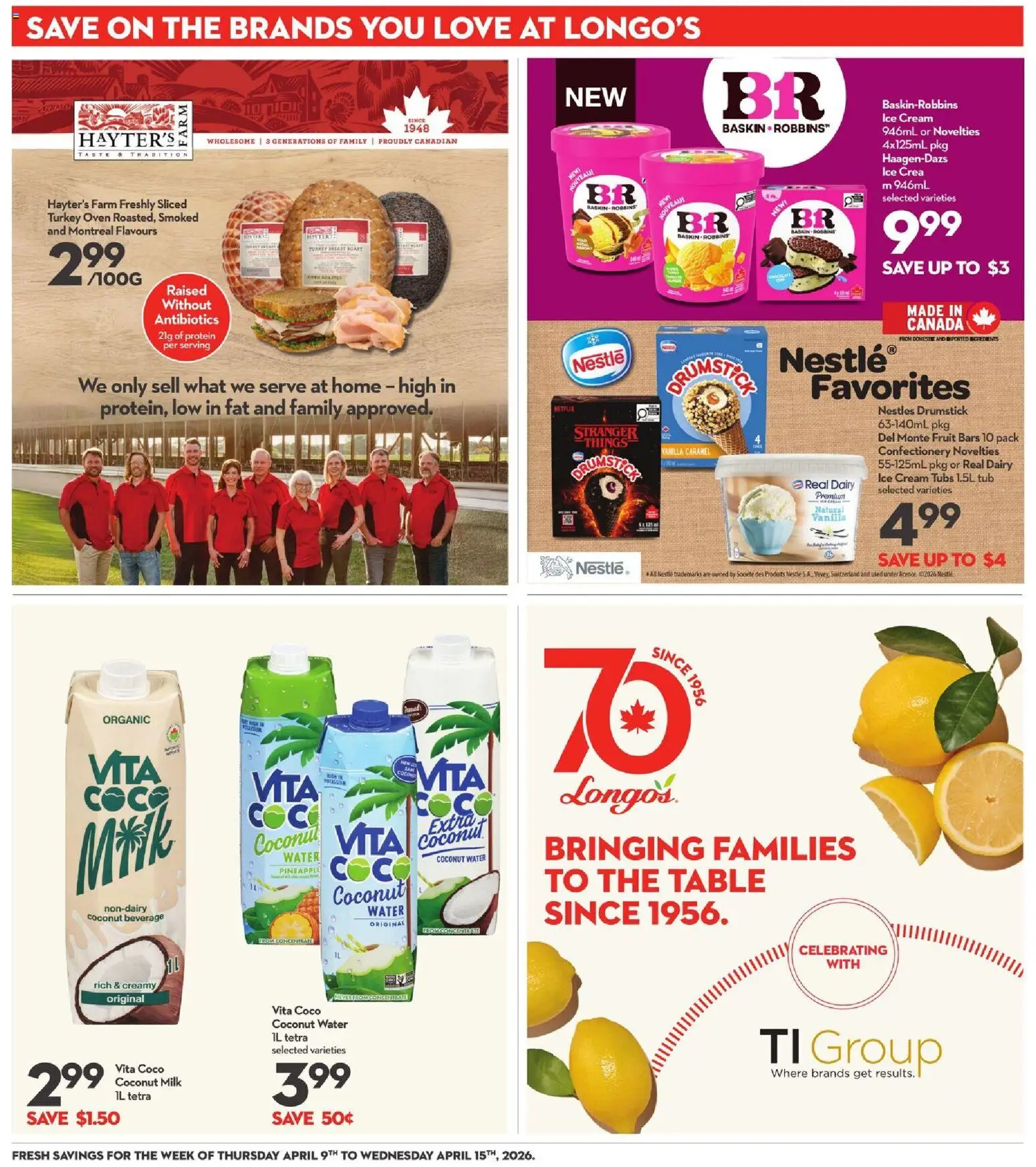 Longo's flyer valid from 09.04.2026 | Page: 22 | Products: Cream, Turkey, Oven, Table