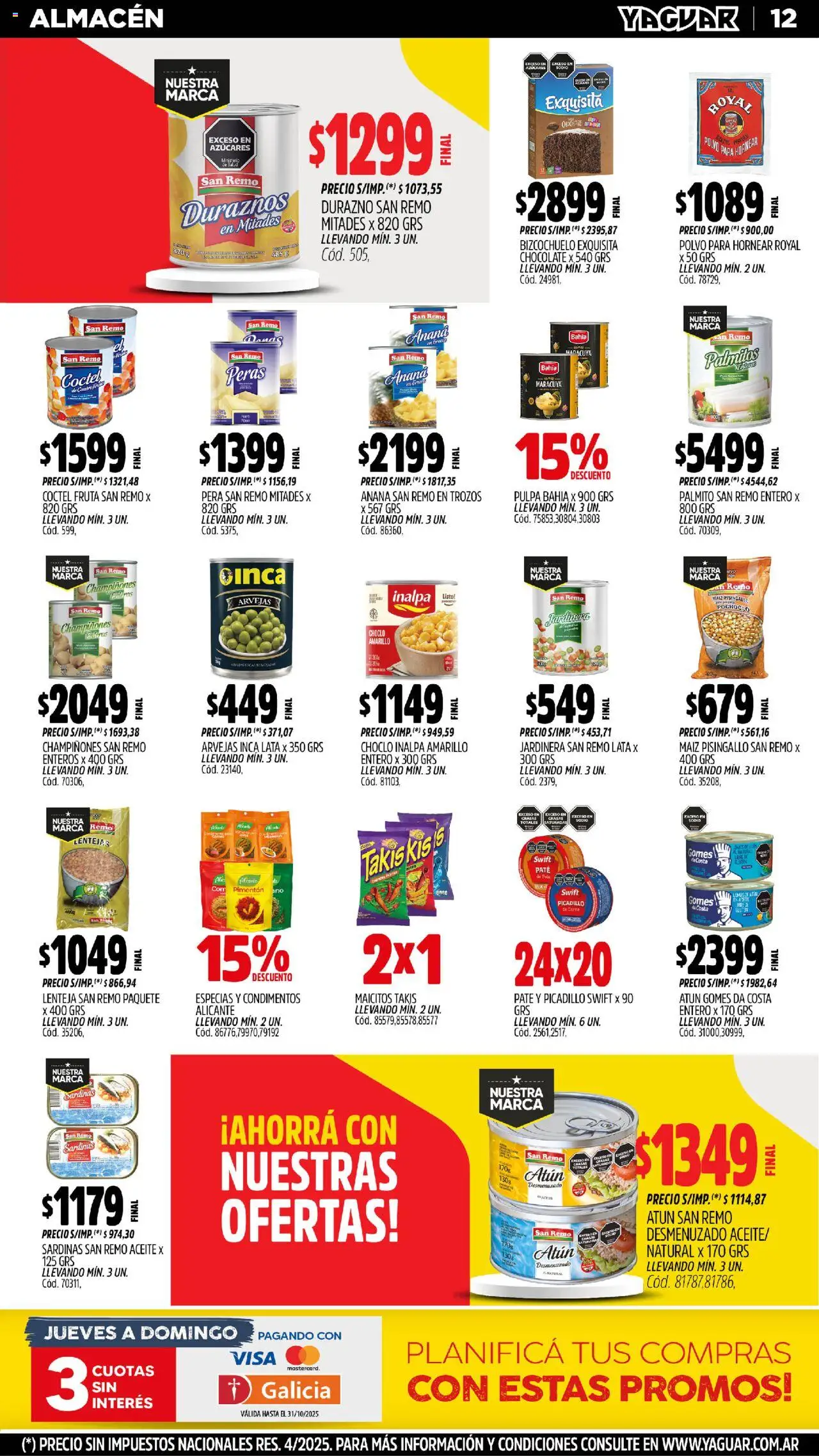 Yaguar - José C. Paz │ válido desde el 20.10.2025 | Página: 11 | Productos: Choclo, Aceite, Atún, Té
