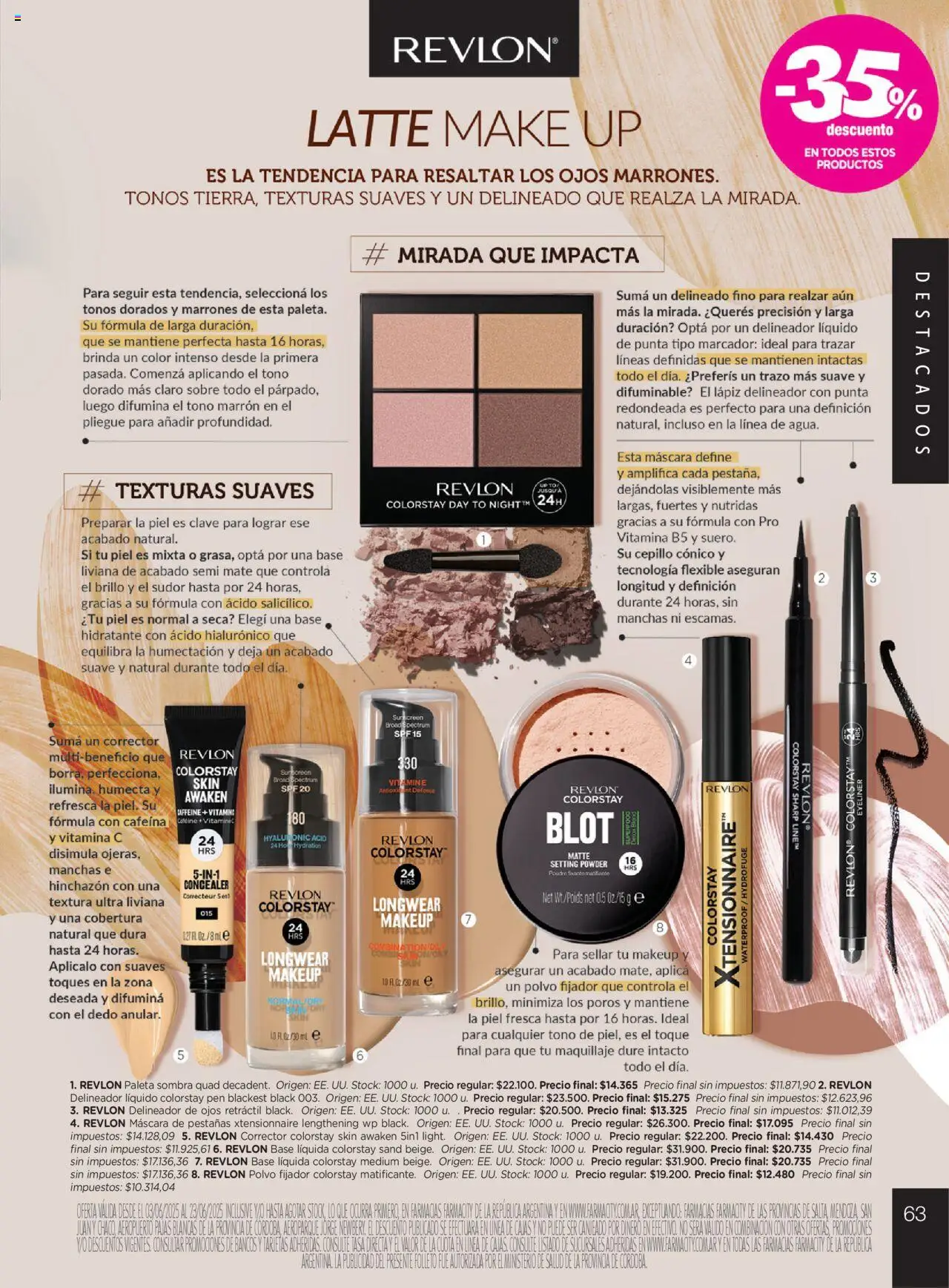 Farmacity catálogo │ válido desde el 03.06.2025 | Página: 63 | Productos: Sobre, Sombra, Delineador de ojos, Paleta