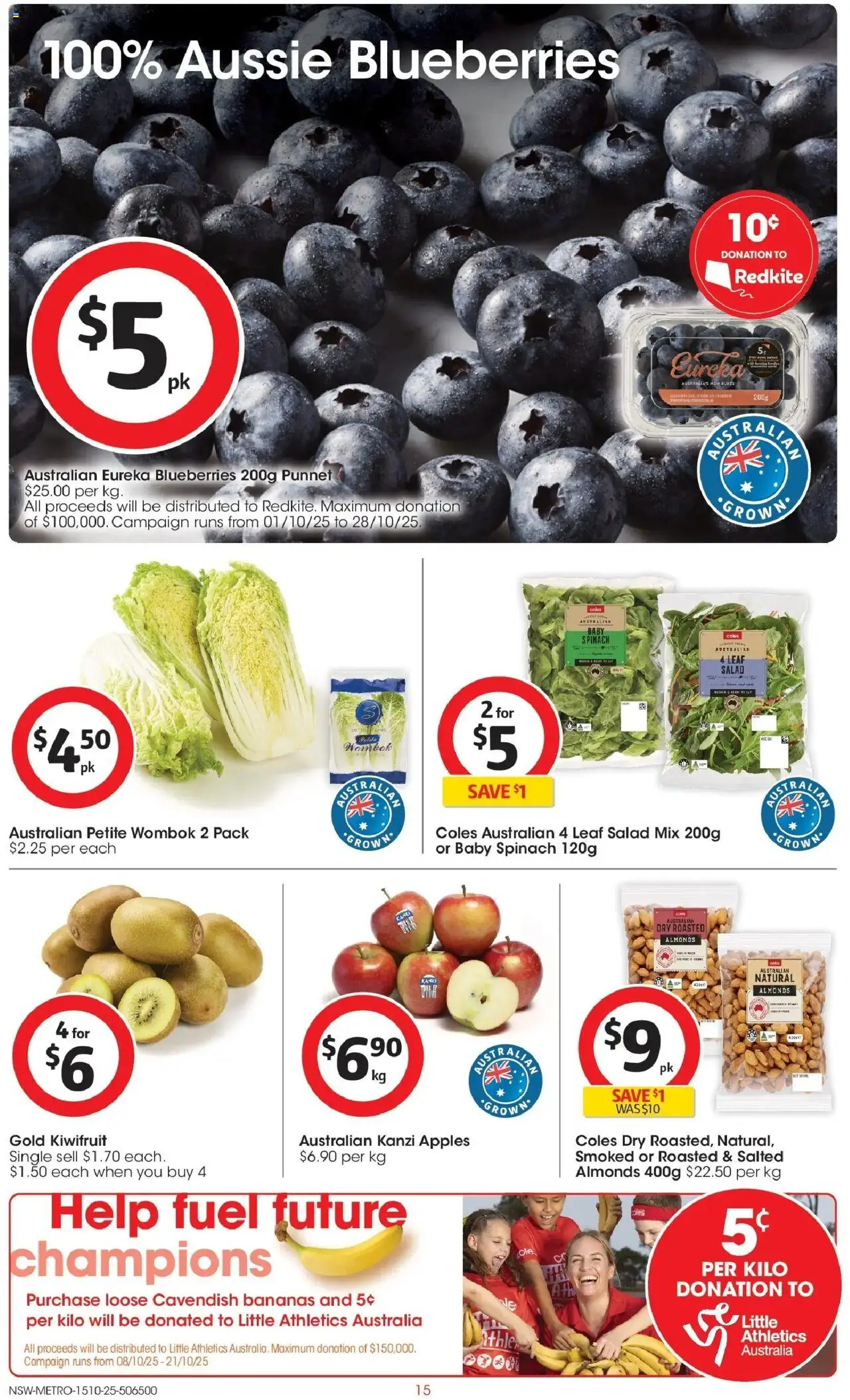 Coles catalogue - valid from 15.10.2025 | Page: 15 | Products: Almonds, Apples, Kiwifruit, Salad