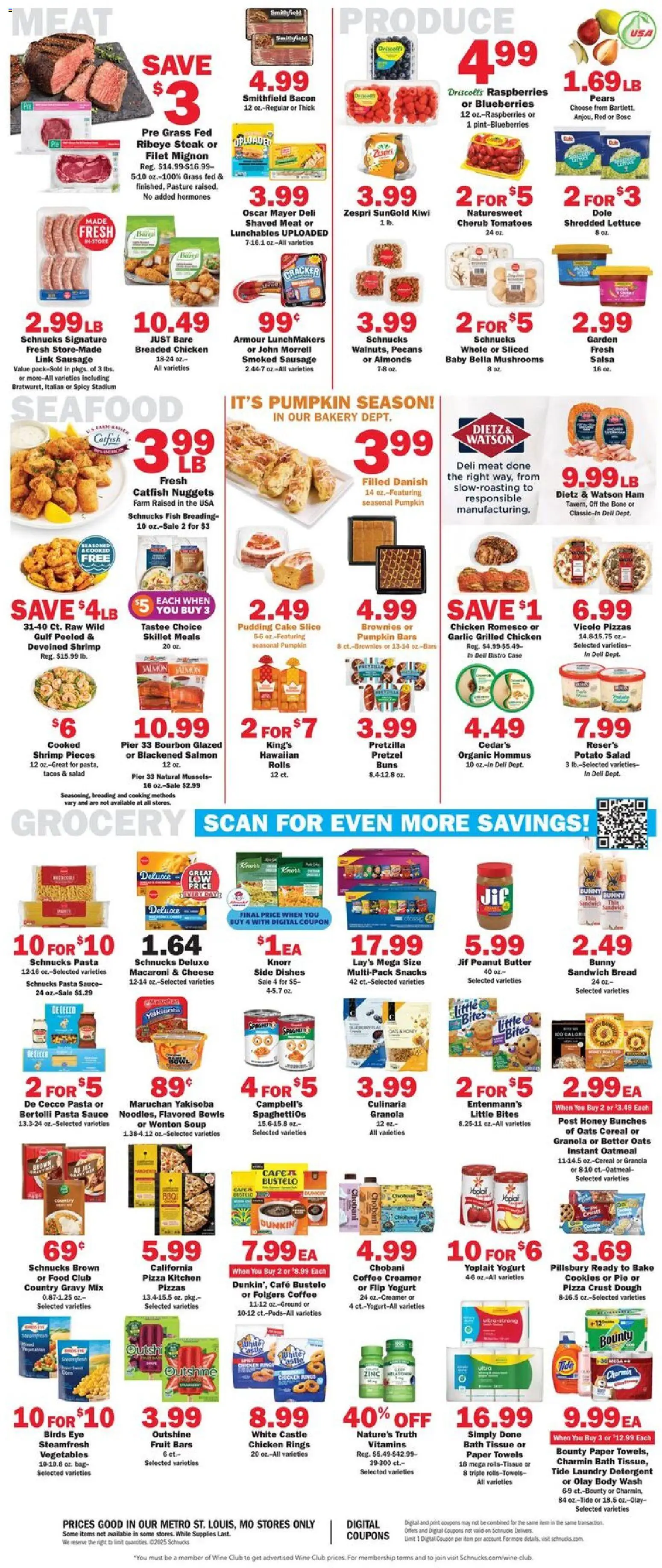Schnucks Weekly Print Ad - MO - valid from 29.10.2025 | Page: 4 | Products: Mushrooms, Butter, Bread, Blueberries