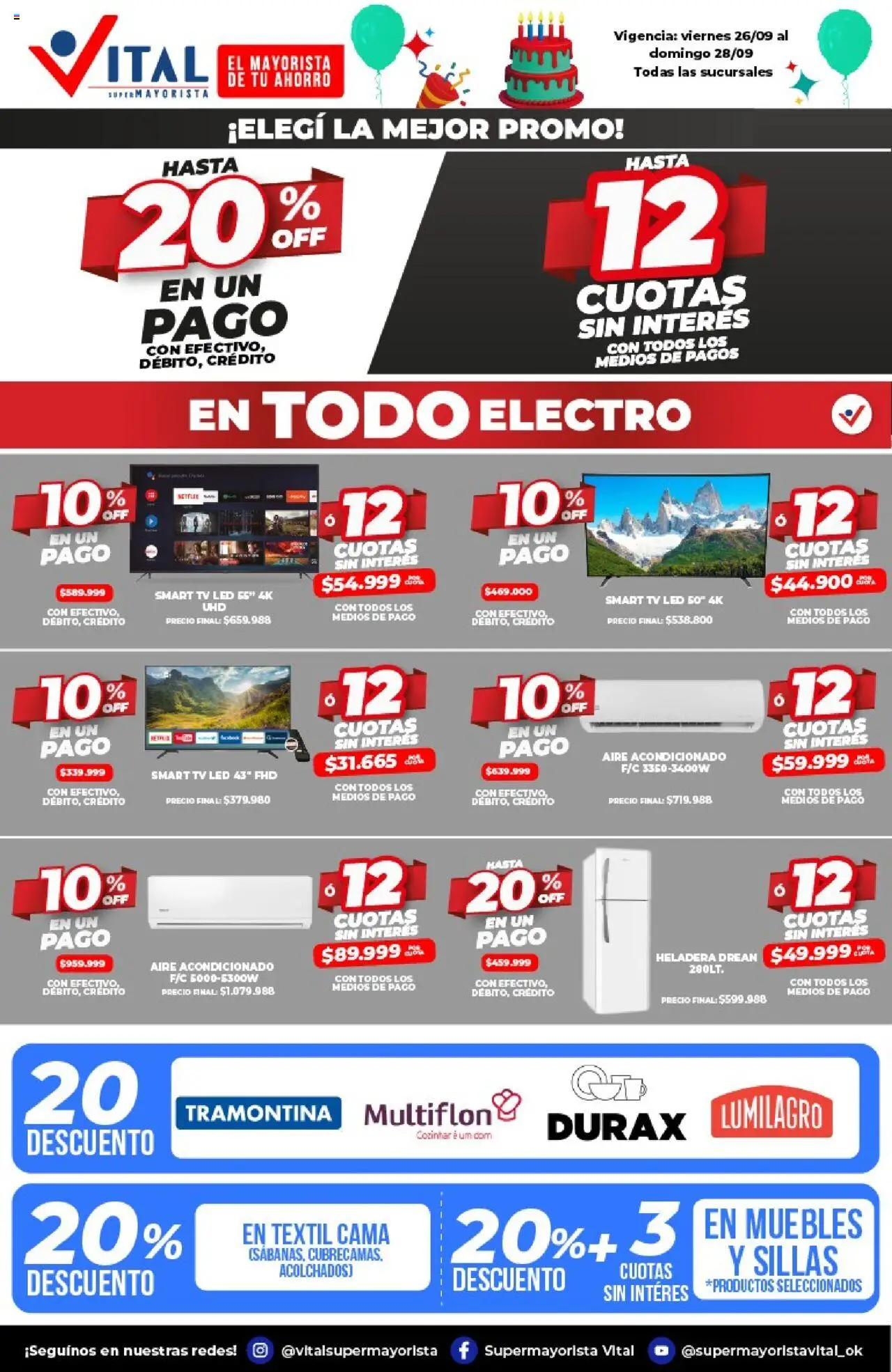 Vital - Ofertas Abasto │ válido desde el 26.09.2025 | Página: 3 | Productos: Aire acondicionado, Cama, Heladera