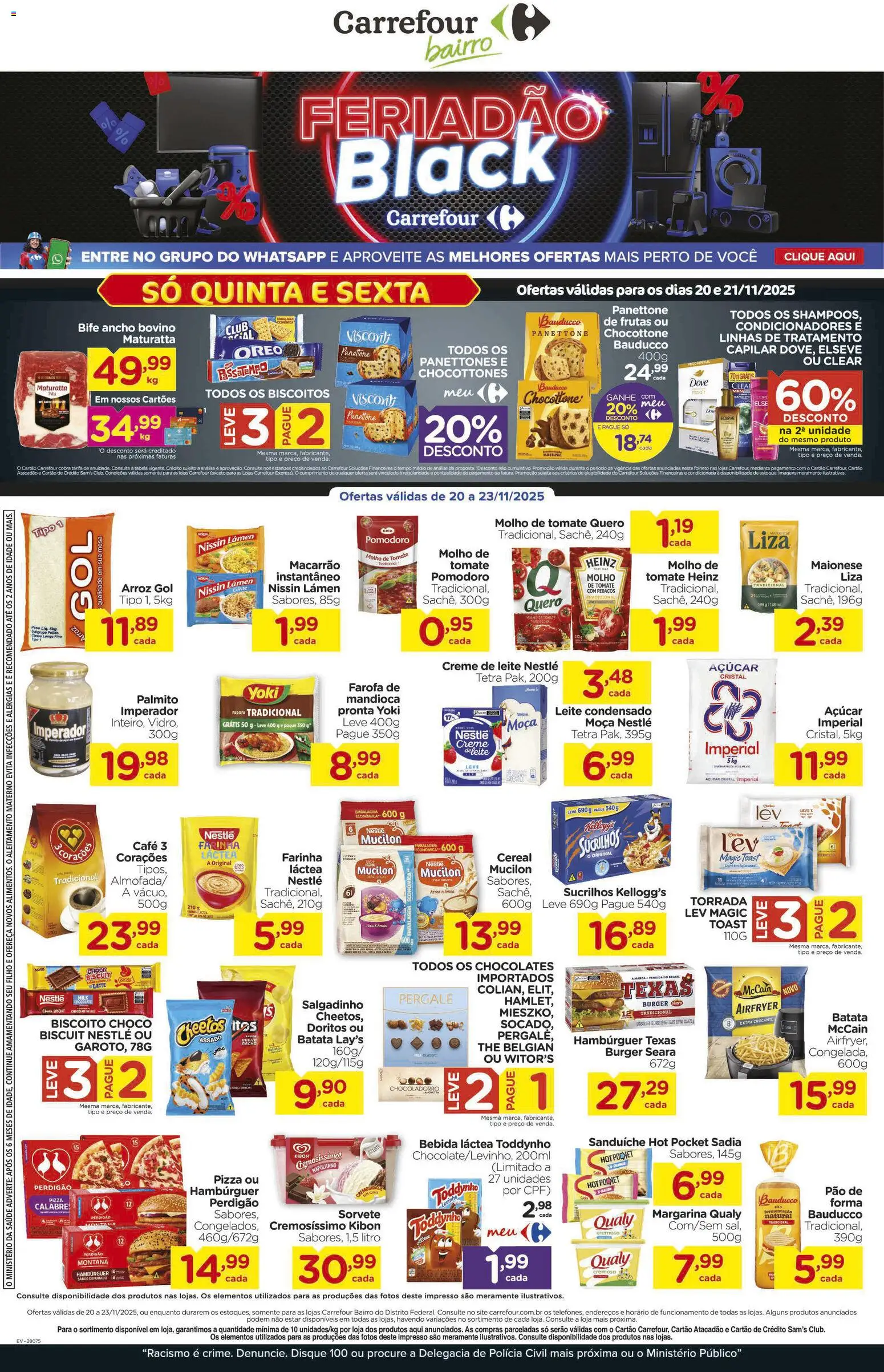Carrefour Bairro Folheto - válido de 20.11.2025 | Página: 1 | Produtos: Creme, Biscoitos, Mucilon, Dove