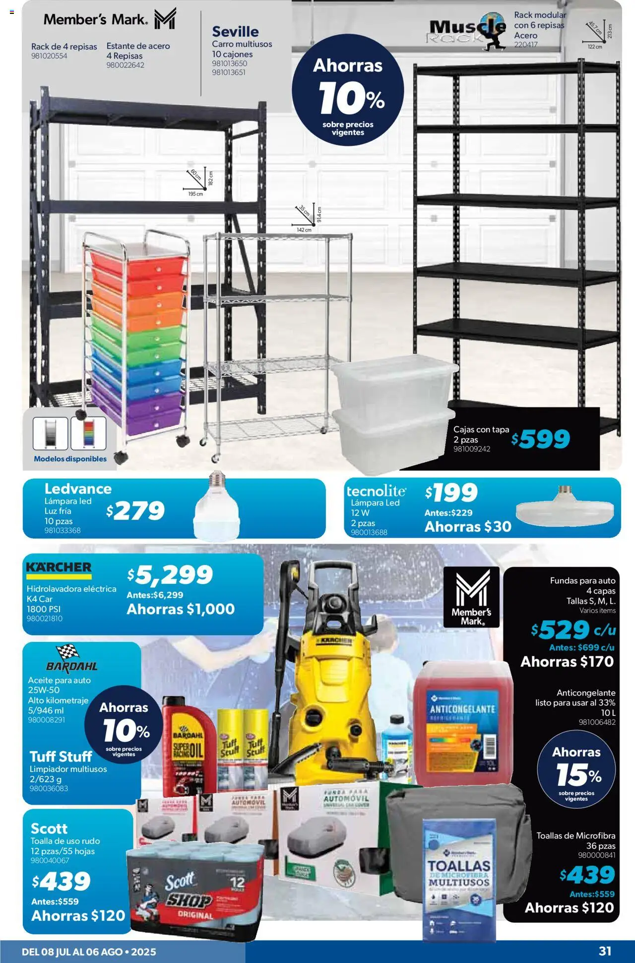 Nuevas ofertas de Sam's Club válidas en toda la República Mexicana desde el 08.07.2025. ¡Encuentra las mejores ofertas en Sam's Club catálogo Precios Irrepetibles! | Página: 31 | Productos: Toalla, Funda, Modular, Lámpara