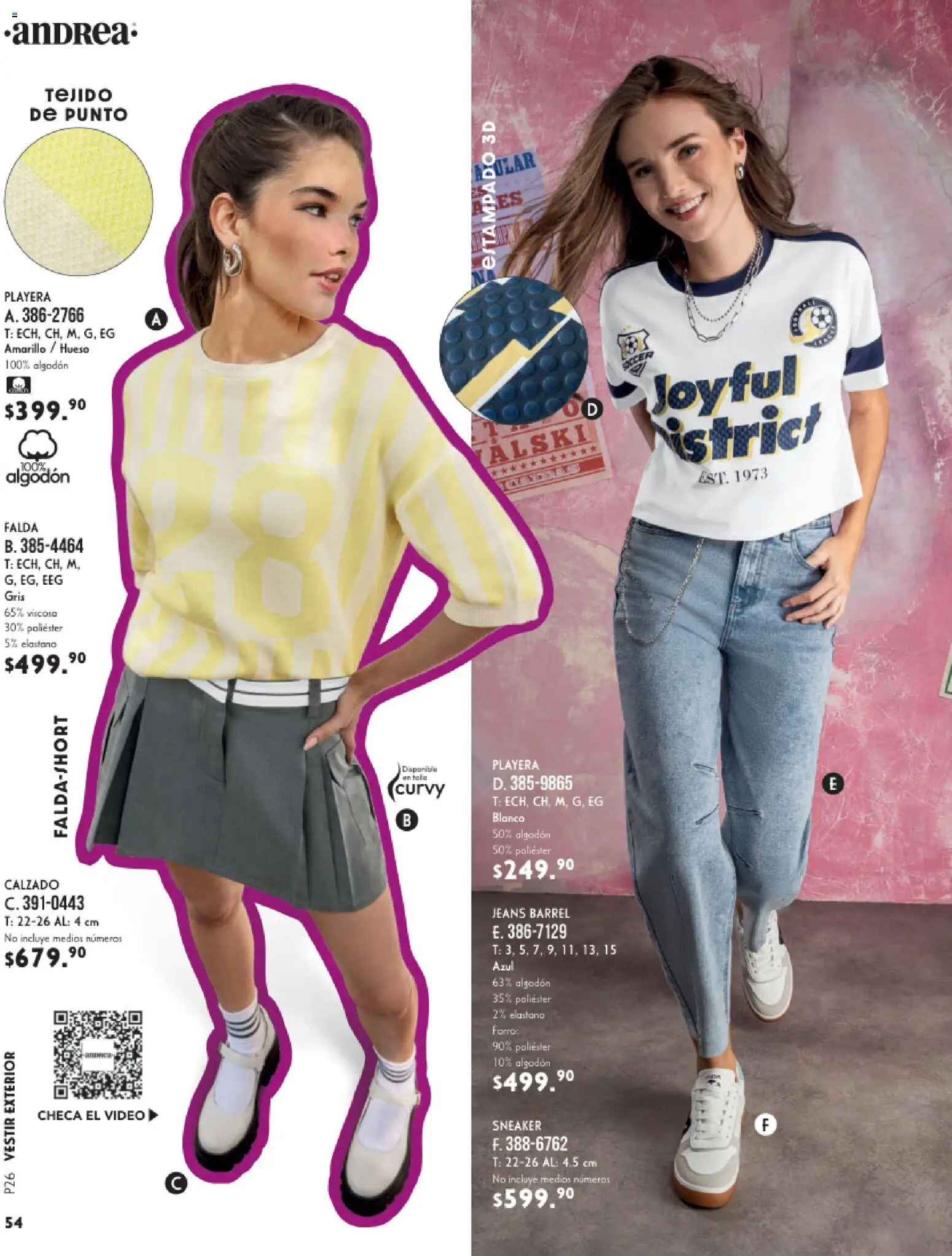 Nuevas ofertas de Andrea válidas en toda la República Mexicana desde el 25.01.2026. ¡Encuentra las mejores ofertas en Andrea catálogo Vestir! | Página: 54 | Productos: Algodón, Playera, Falda, Video