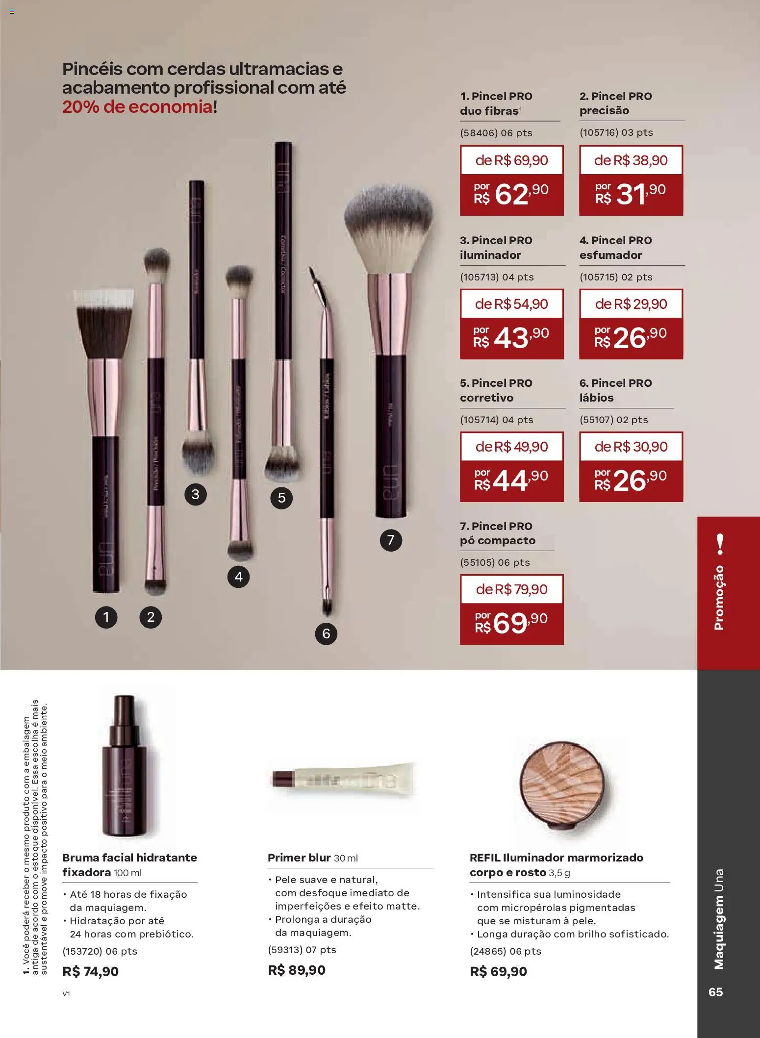 Natura Folheto - válido de 26.12.2025 | Página: 65 | Produtos: Maquiagem, Pincel, Iluminador, Primer