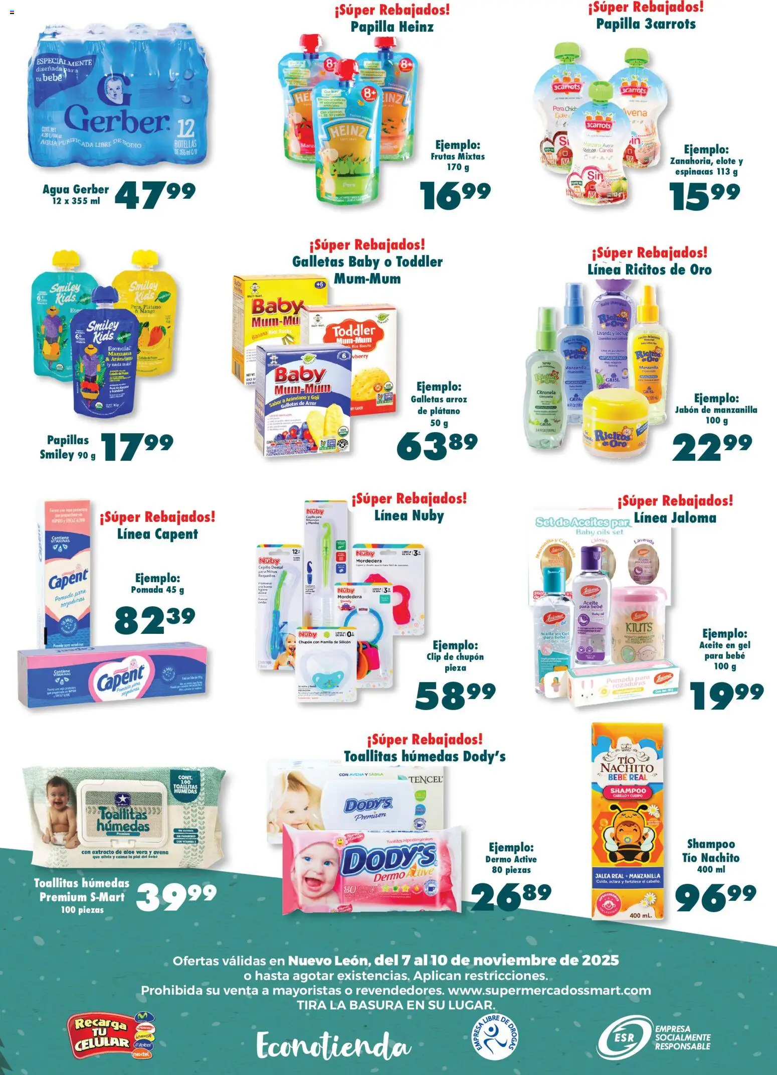 Nuevas ofertas de S-Mart válidas en toda la República Mexicana desde el 07.11.2025. ¡Encuentra las mejores ofertas en S-Mart folleto Ofertas de Feria Monterrey! | Página: 6 | Productos: Cepillo, Agua, Pomada, Jabón