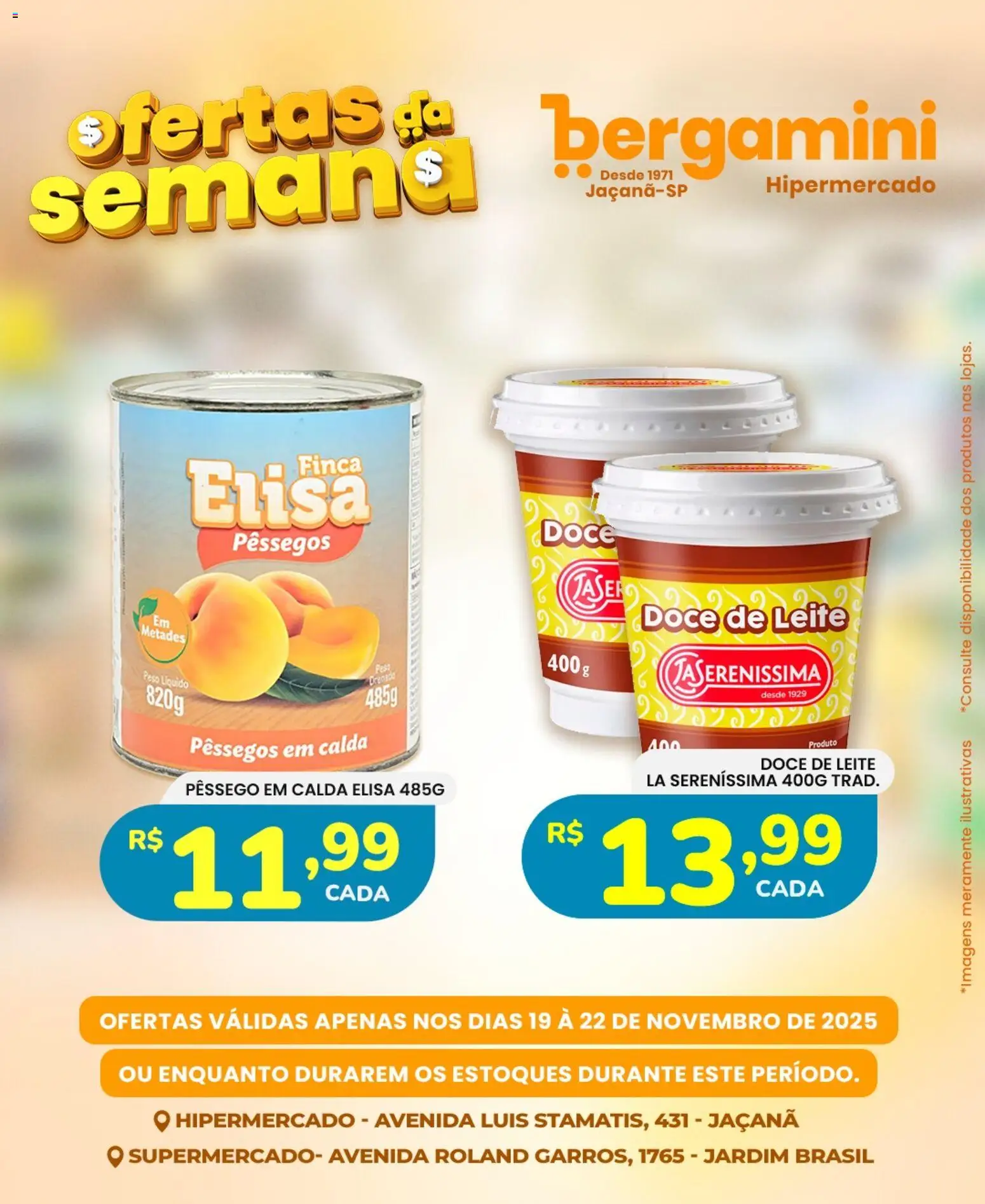 Supermercado Bergamini Folheto - válido de 19.11.2025 | Página: 16 | Produtos: Pêssego, Leite, Doce de leite
