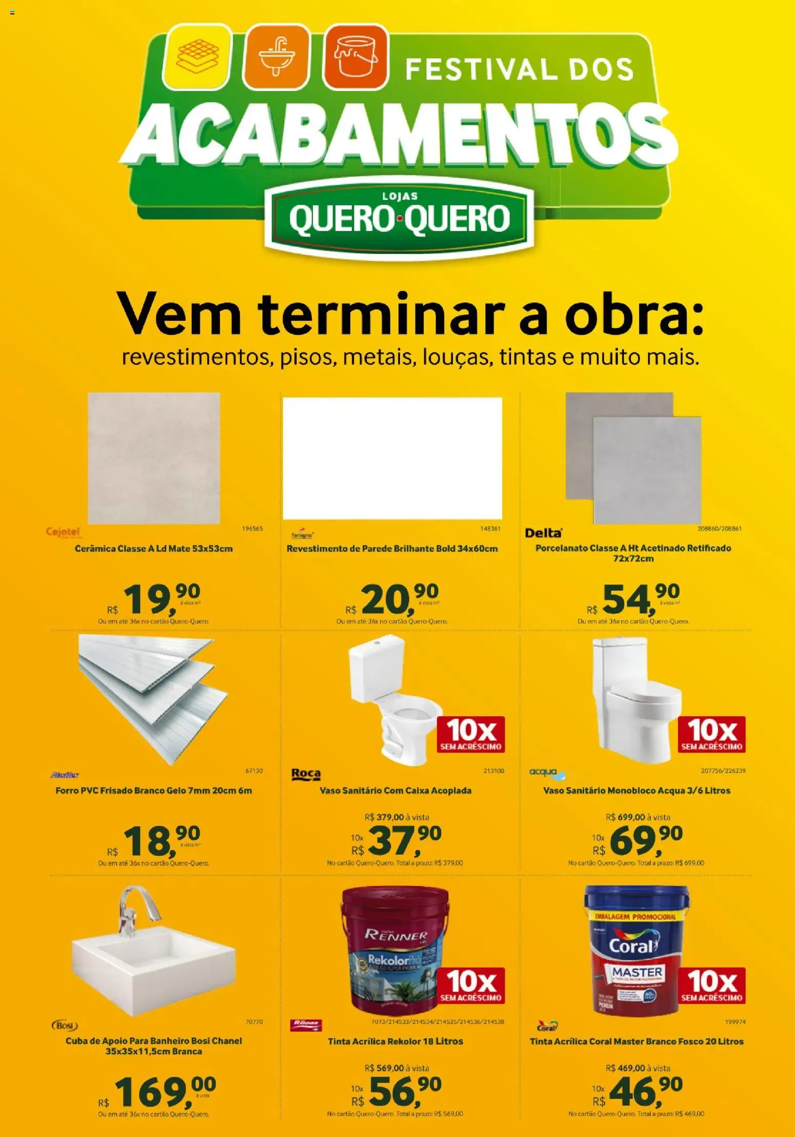 Lojas Quero-Quero Folheto - válido de 16.03.2026 | Página: 1 | Produtos: Cejatel, Porcelanato, Vaso sanitário, Cuba
