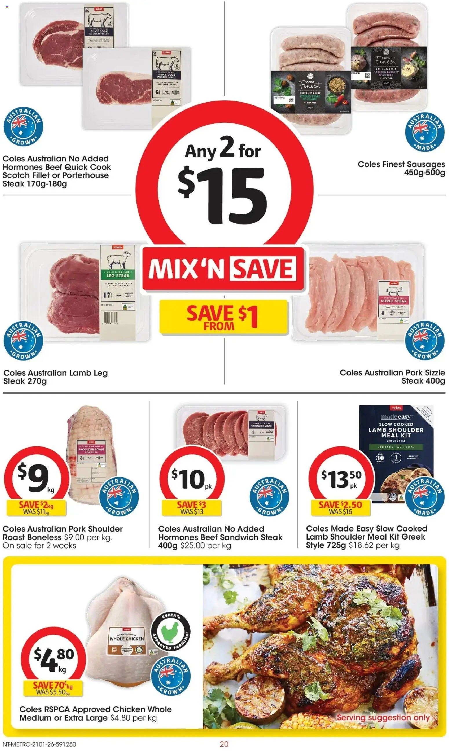 Coles catalogue - valid from 21.01.2026 | Page: 20 | Products: Chicken, Pork, Steak, Parsley